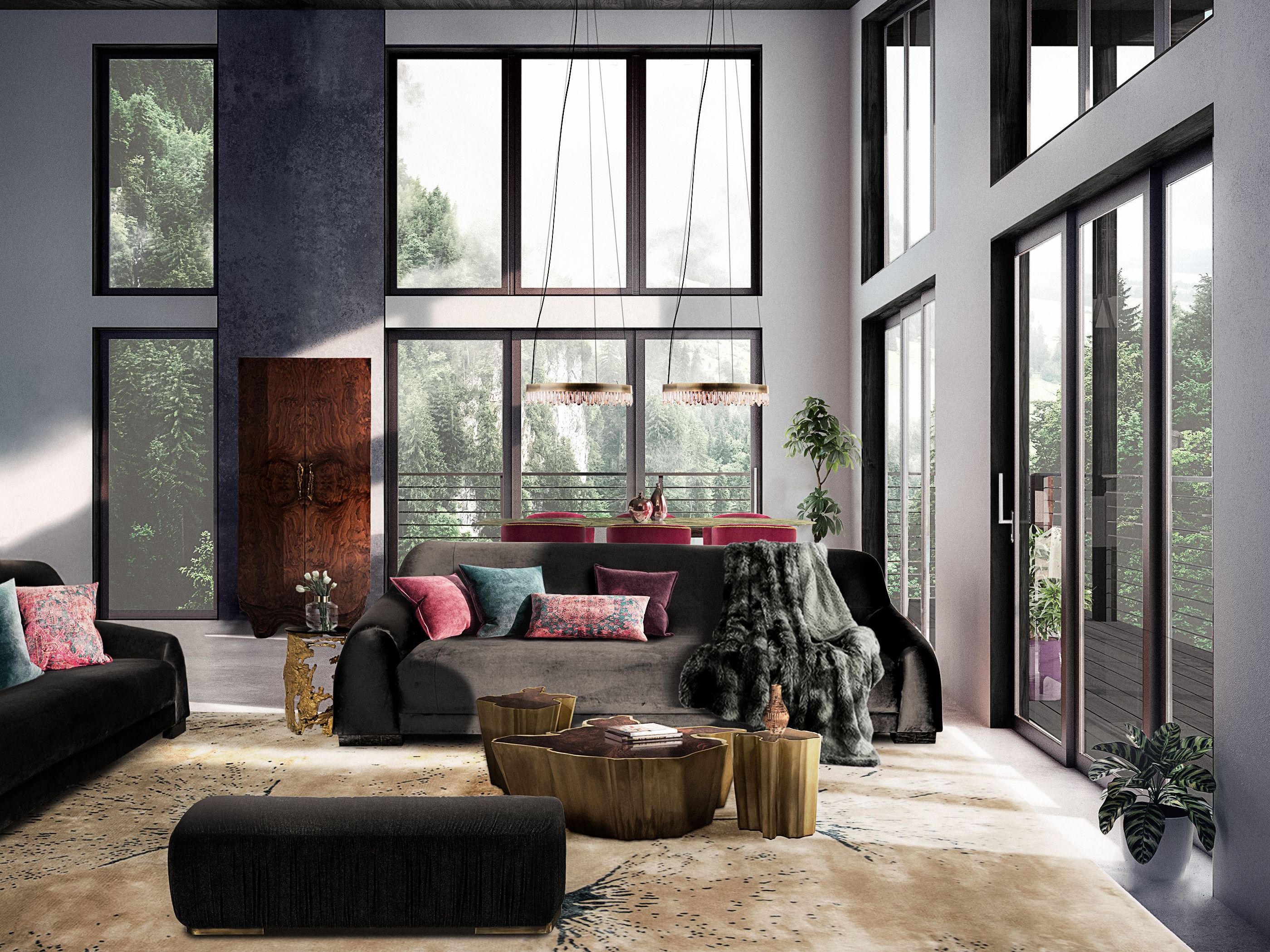 Beautiful and Eclectic Living Room with Macushi&nbsp;Rug by Rug'Society