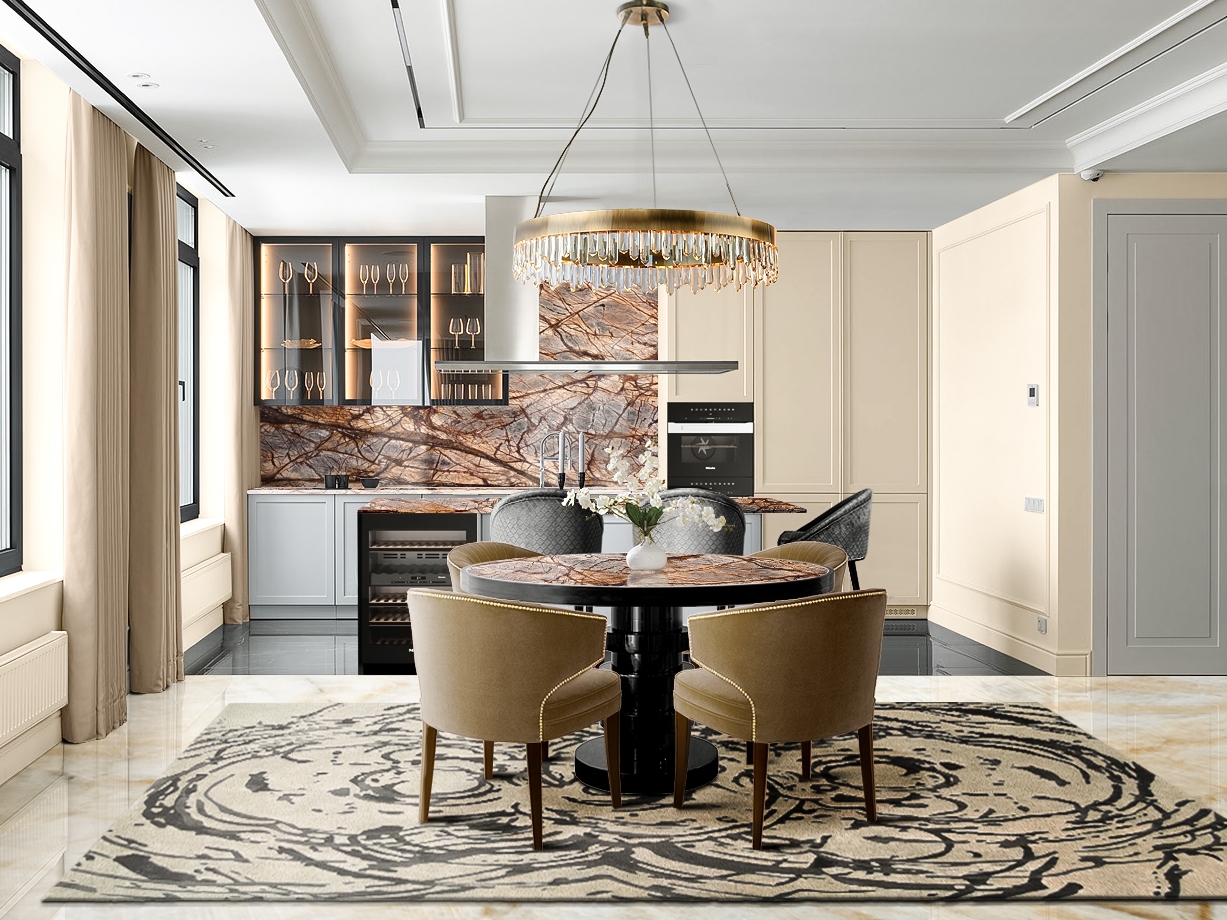 Bright Open-Space Dining Room With Merfilus&nbsp;Rug by Rug'Society