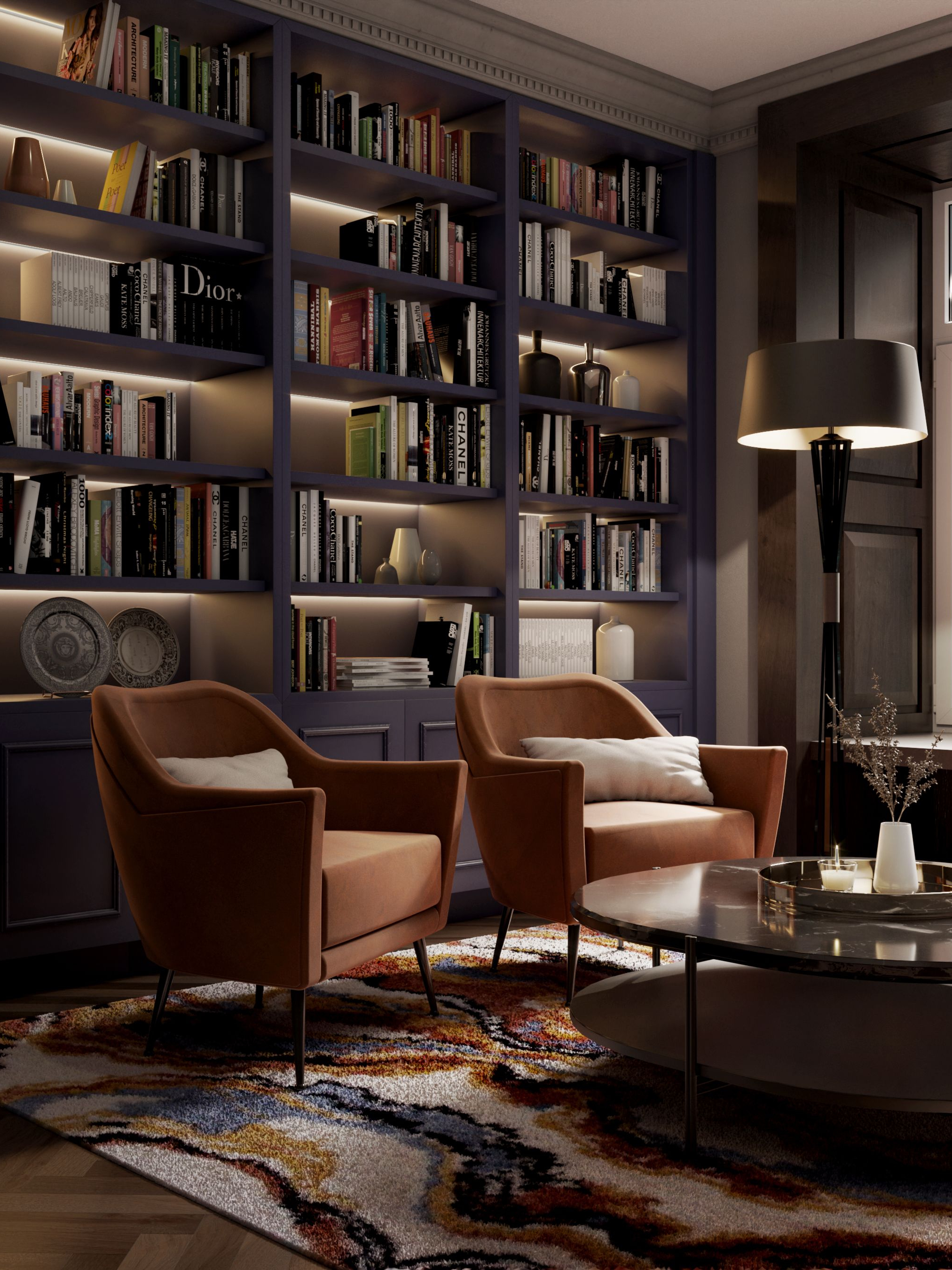 Classic and Unique Reading Corner with La Land&nbsp;Rug by Rug'Society