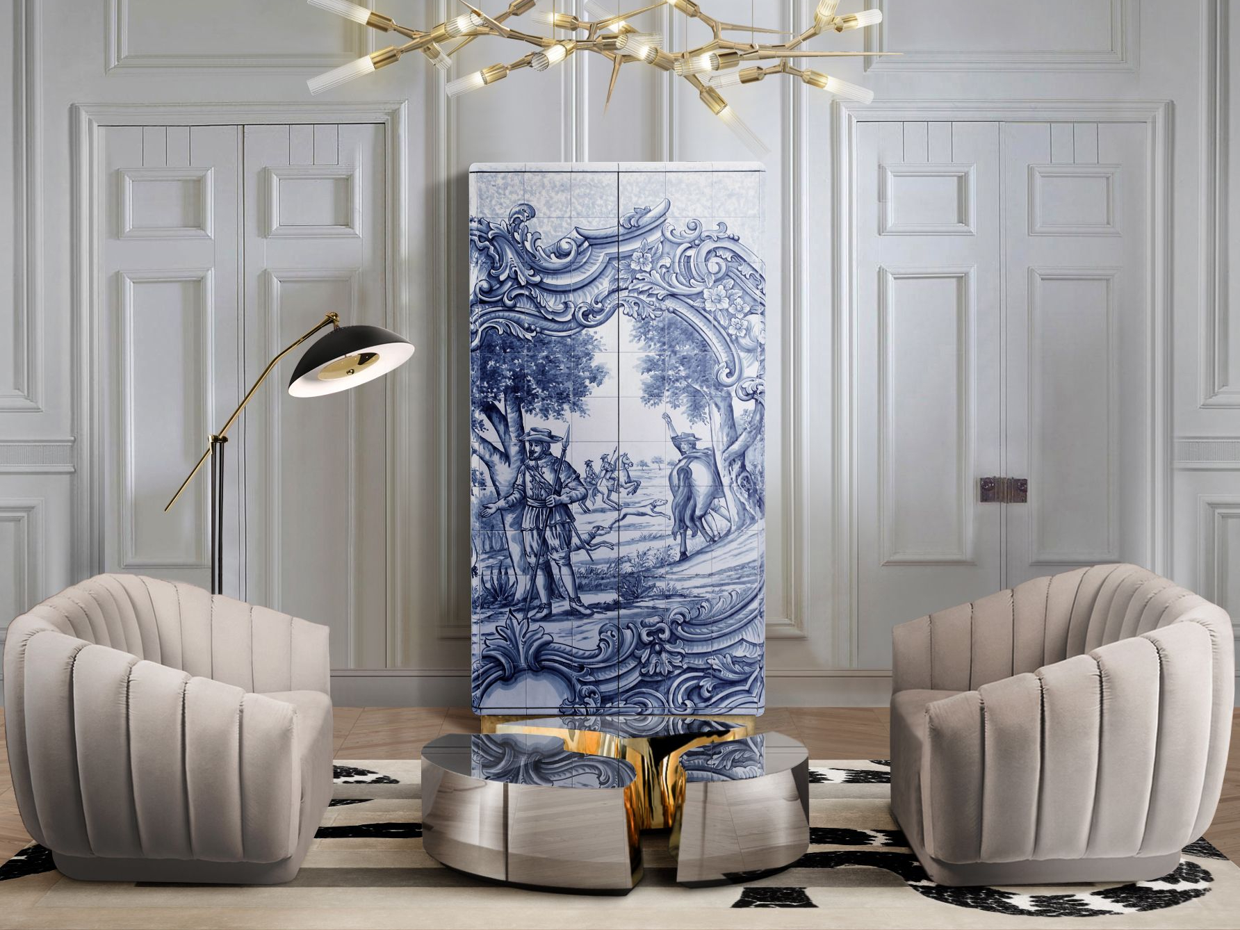 Classic Living Room with the Astonishing Imperial Snake&nbsp;Rug by Rug'Society