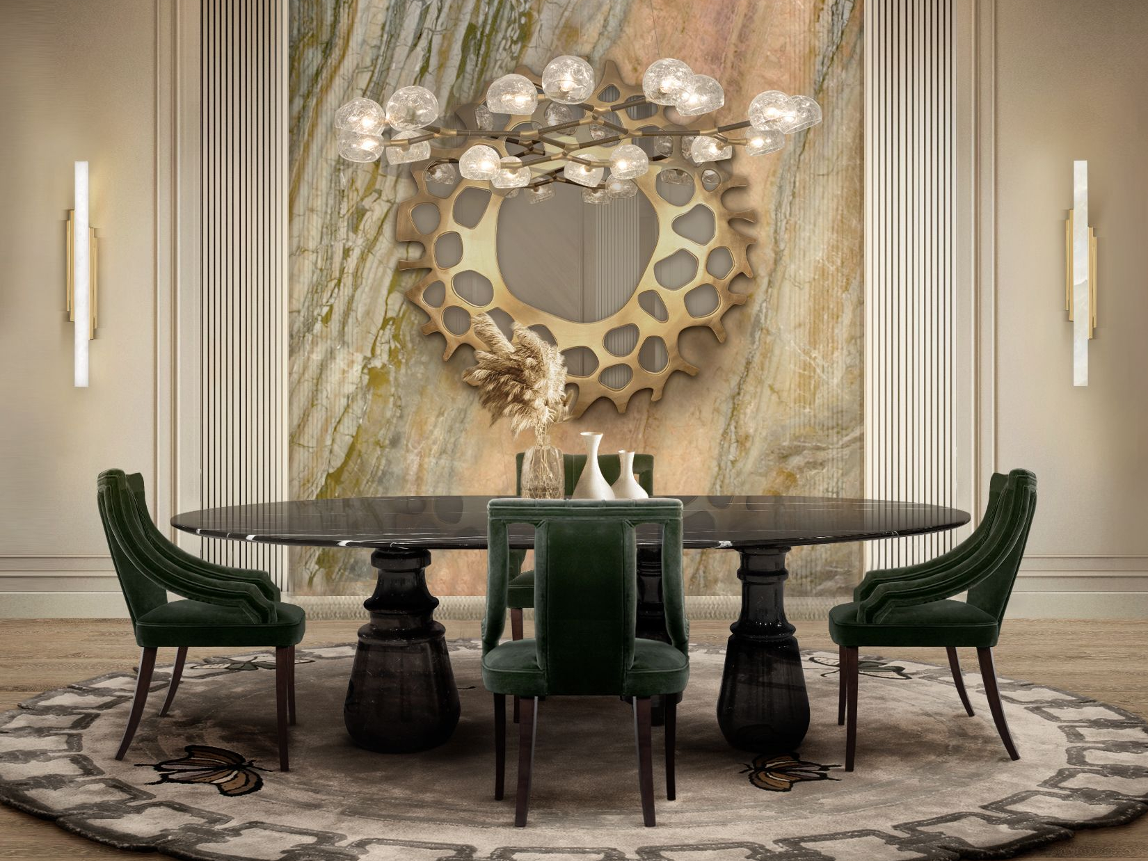 Classy Modern Contemporary Dining Room With Metamorphosis&nbsp;Rug by Rug'Society