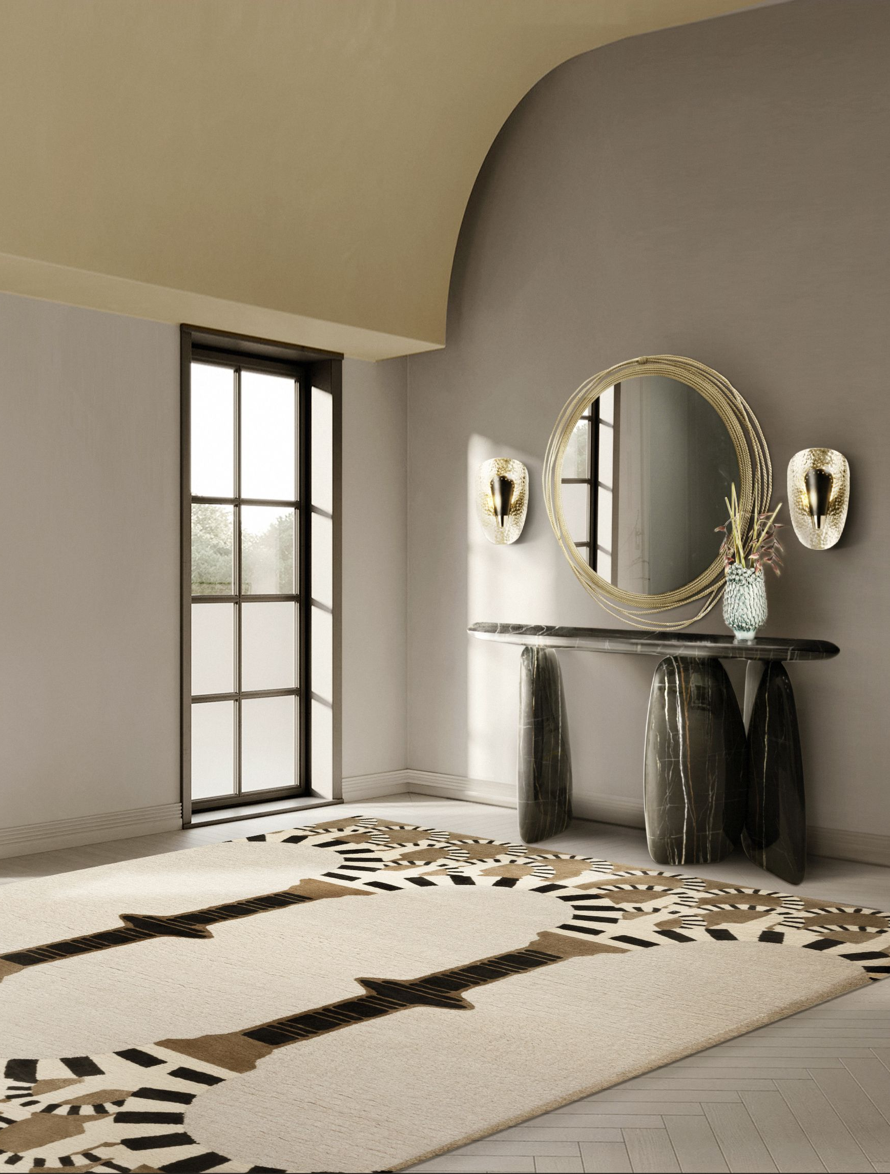 Contemporary Hallway With Greek References by Apollo Modern&nbsp;Rug by Rug'Society