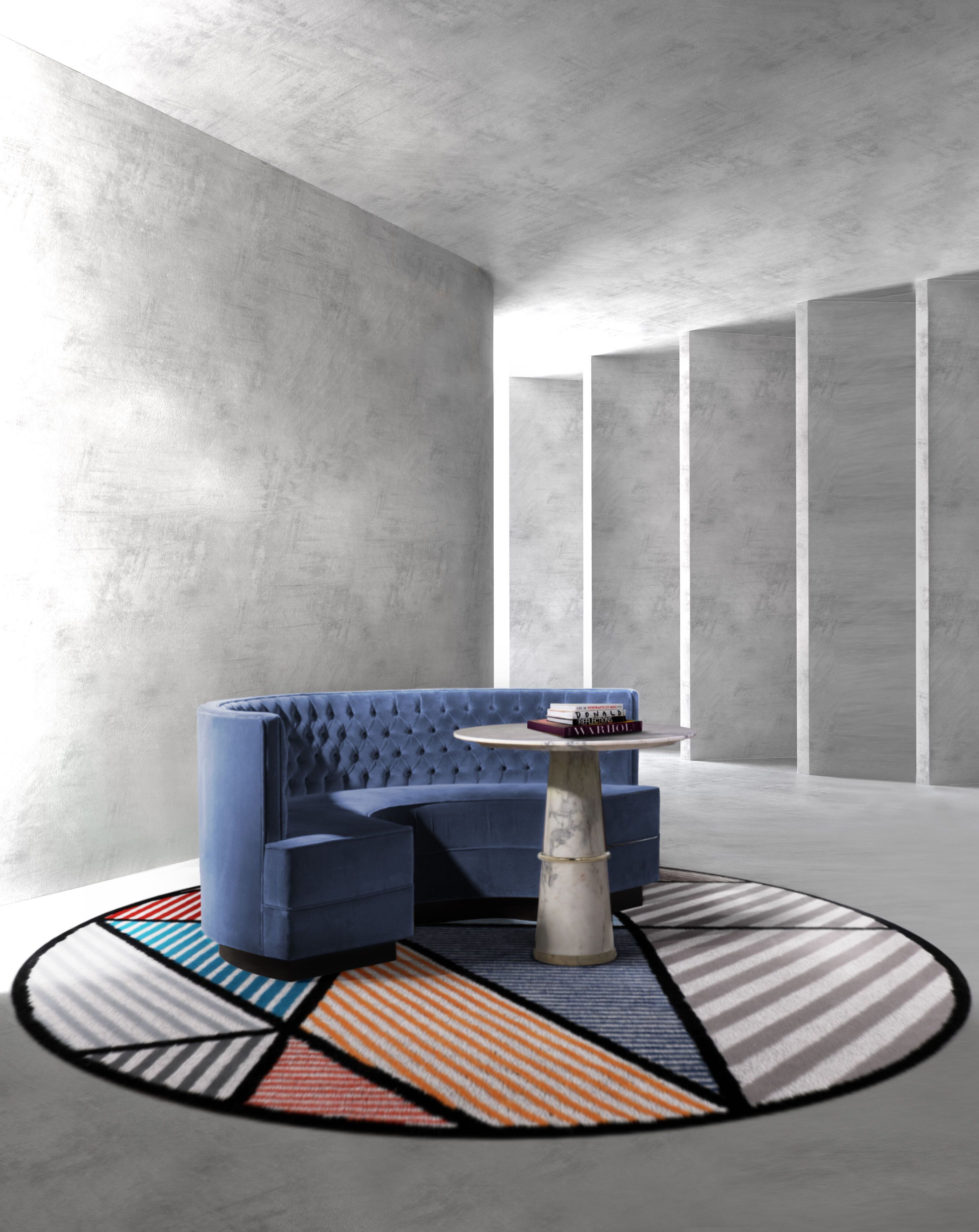 Curved Shape Reading Corner Design With Lola Round&nbsp;Rug by Rug'Society