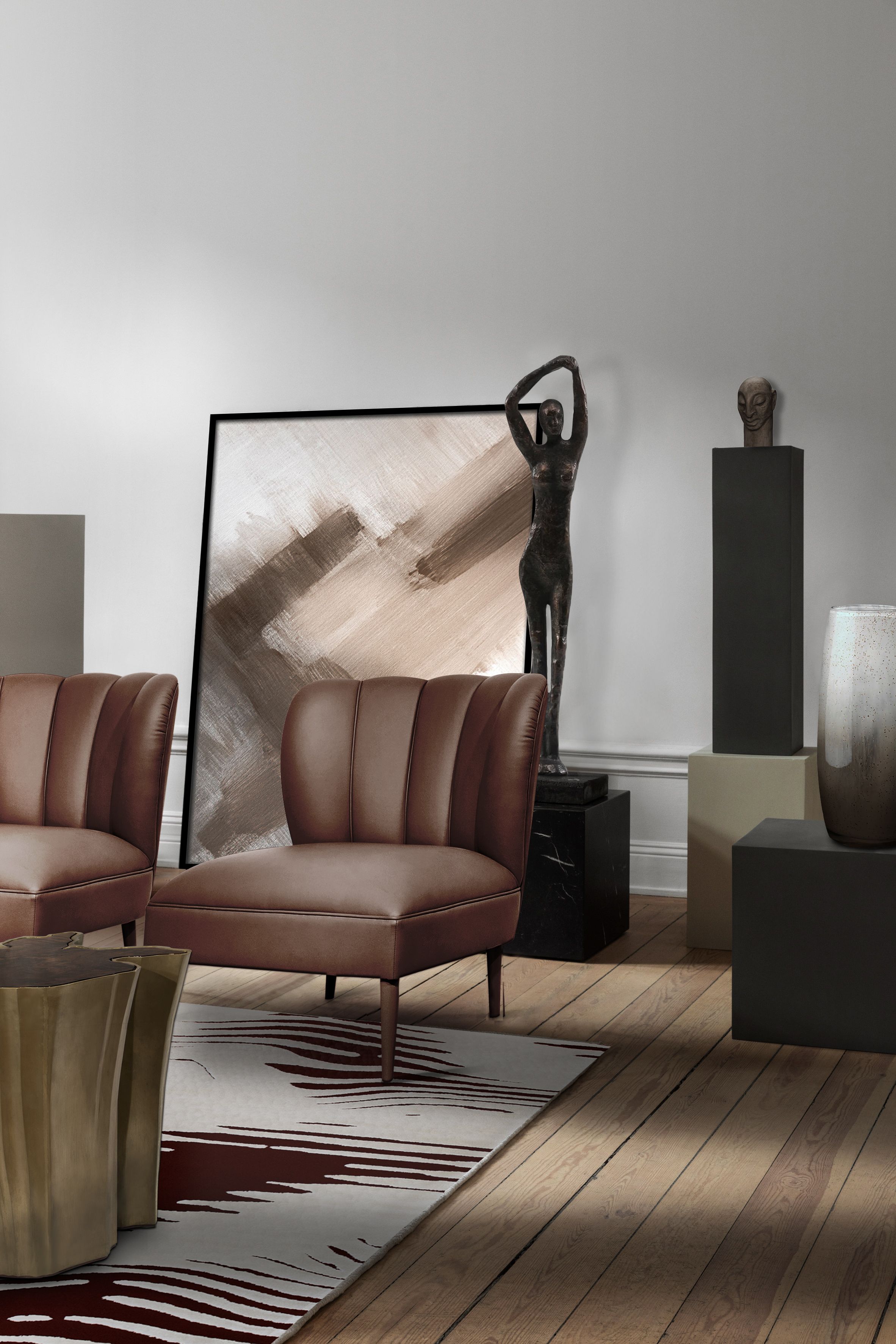 Discreet Living Room With Earth Tones and Kotta&nbsp;Rug by Rug'Society