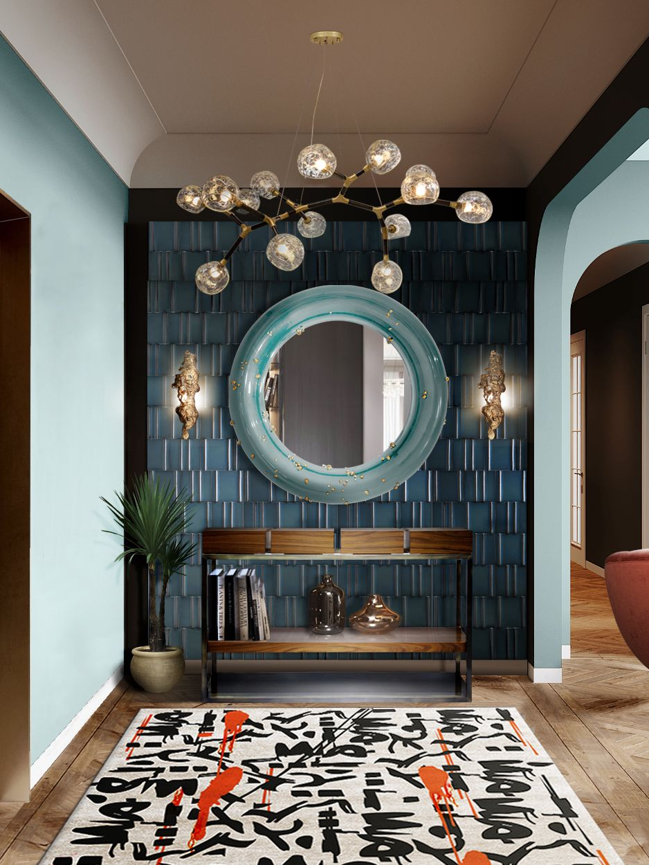 Eclectic and Picturesque Hallway Design with Inkaholic&nbsp;Rug by Rug'Society