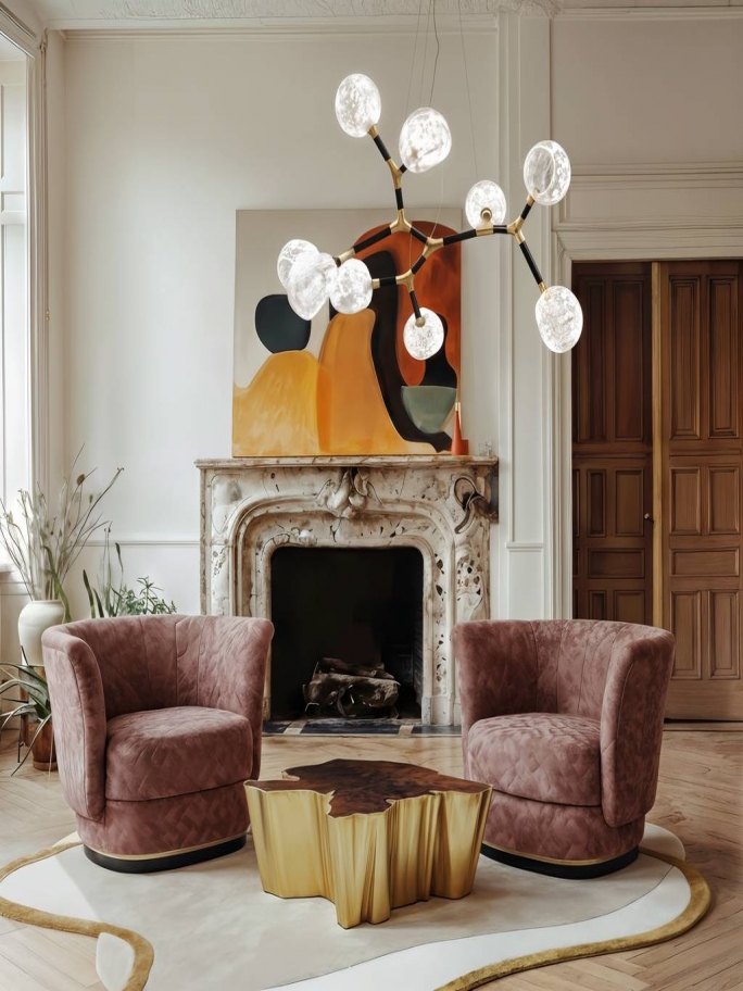 Elegant Living Room With Blush Rug - Rug'Society