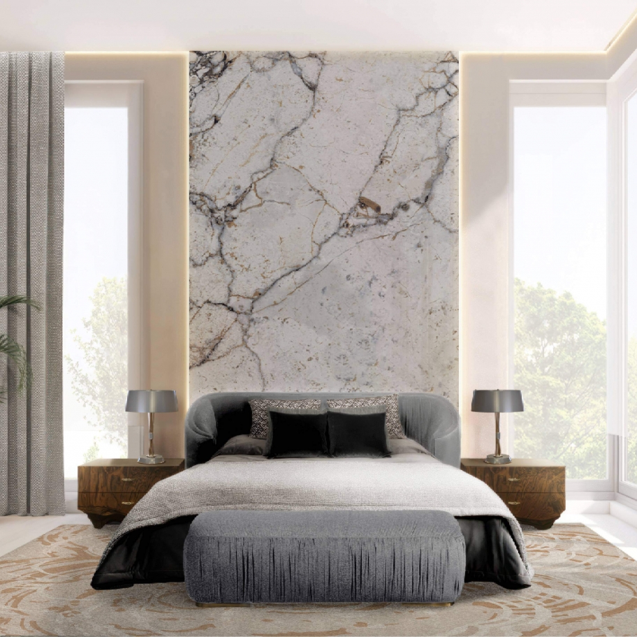 Elegant Modern Bedroom Design With Merfilus Square Rug - Rug'Society