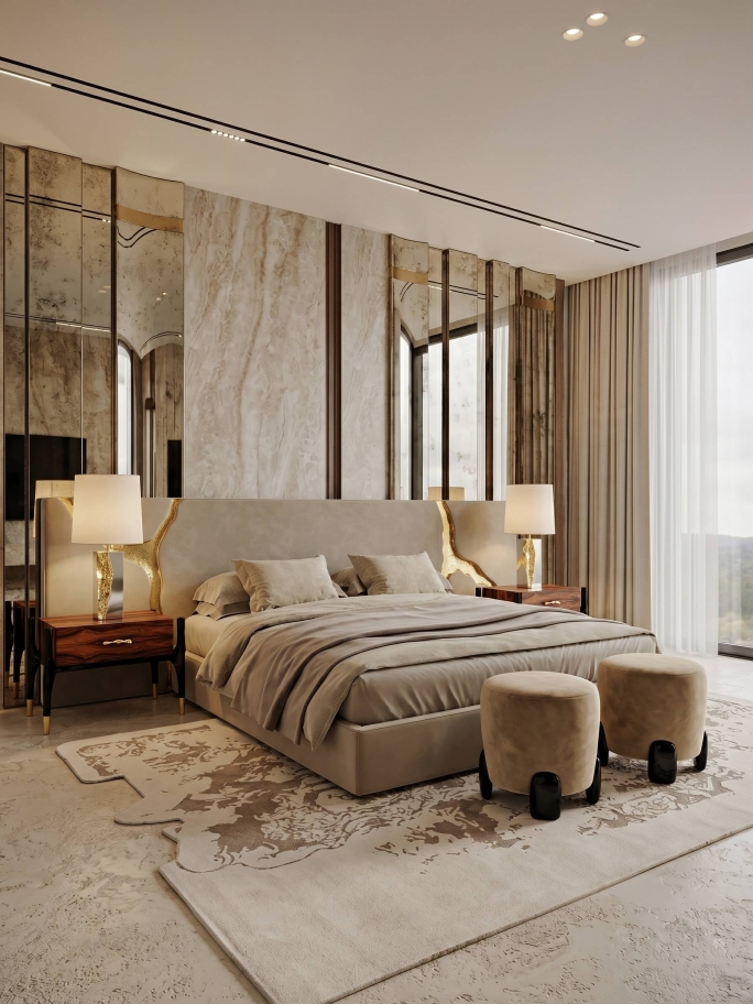 Elegant Neutral Bedroom Design With Heritage Rug - Rug'Society
