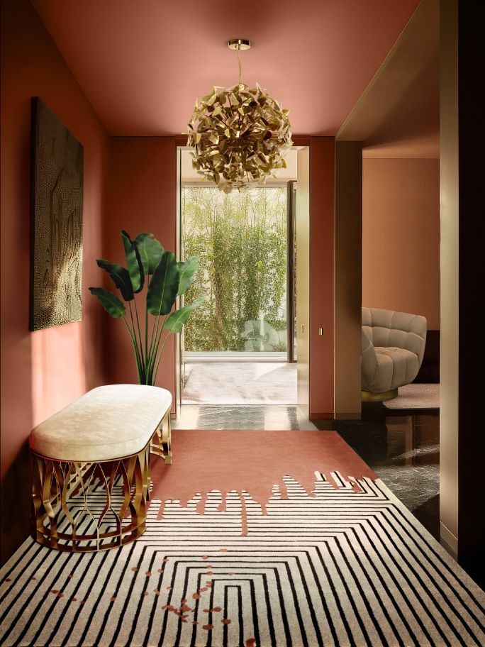 Elegant Pink Hallway With The Valencia Rug - Rug'Society