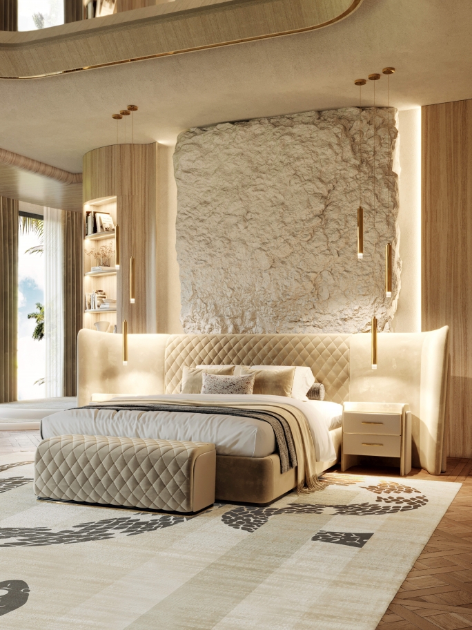 Exquisite Cream Tones Bedroom With Imperial Snake Rug - Rug'Society