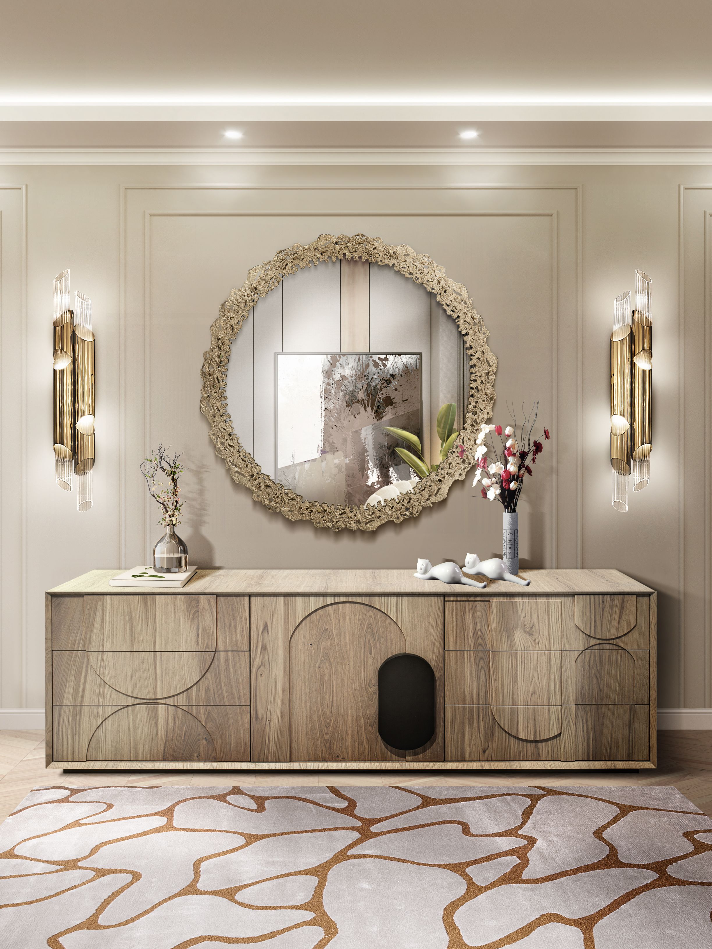 luxurious hallway decor with the Cell&nbsp;rug by Rug'Society