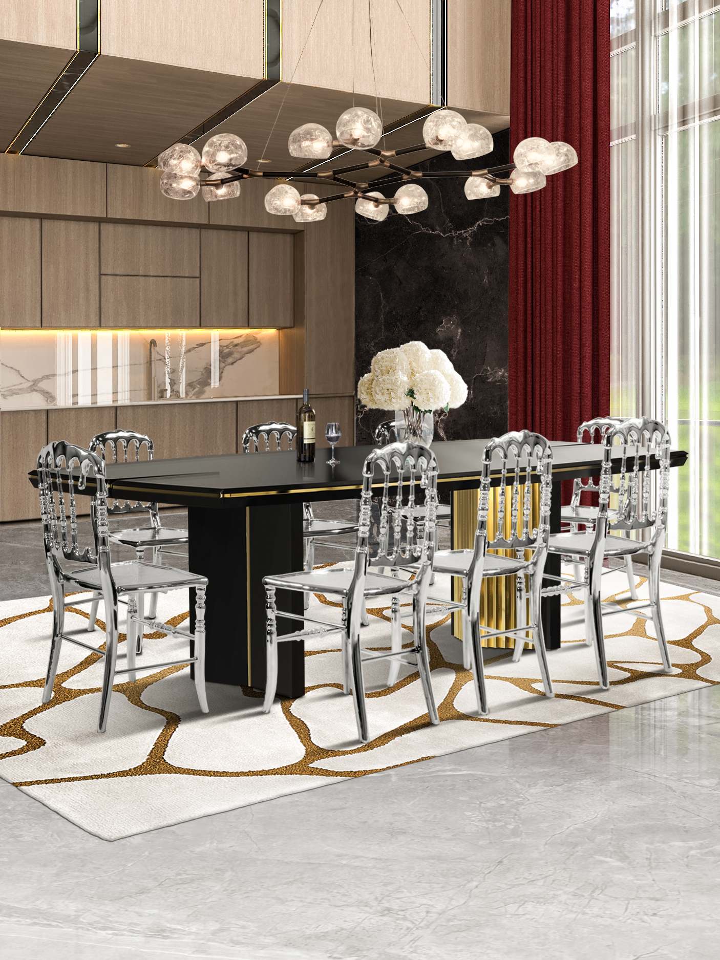 LUXURY DINING ROOM WITH NEUTRAL CELL&nbsp;RUG by Rug'Society