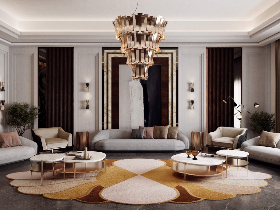 Luxury Elegant Living Room Design With Mermaid&nbsp;Rug by Rug'Society