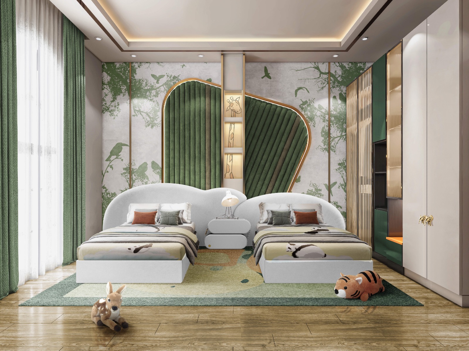 Magical Soft Green Tones Kid's Bedroom With Turtle Tower&nbsp;Rug by Rug'Society