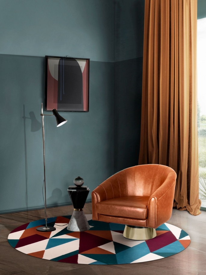 Mid-Century Reading Corner With Audrey Round&nbsp;Rug by Rug'Society