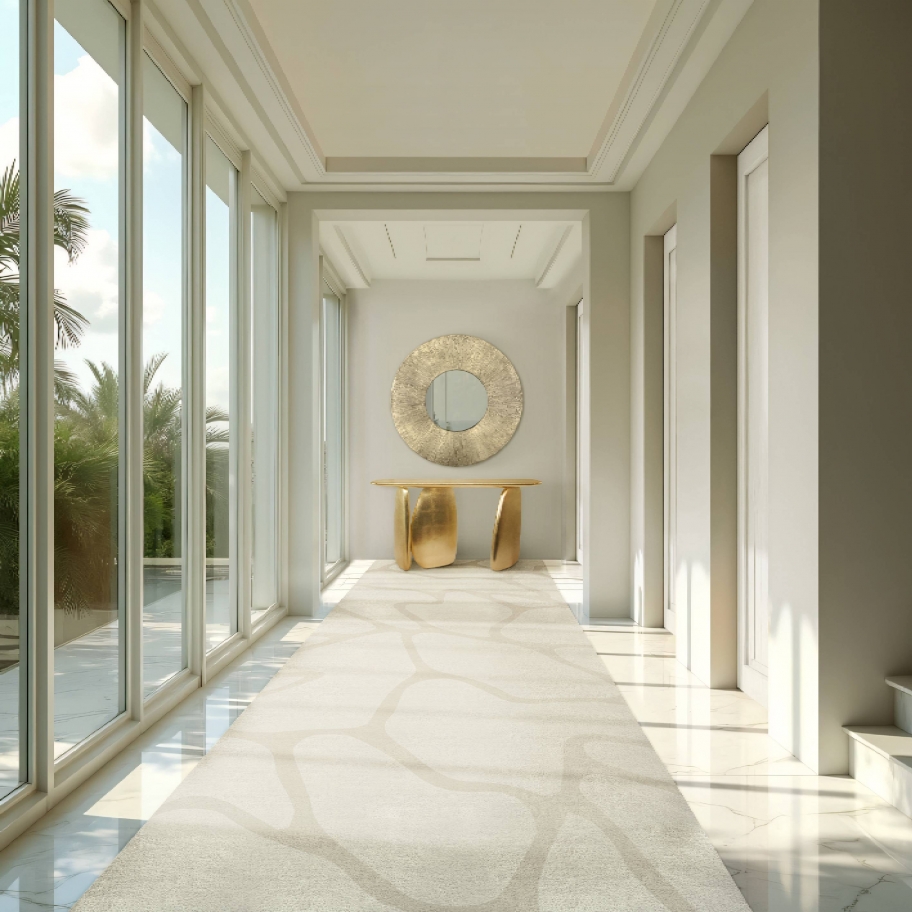 Minimalist Contemporary Hallway With Cell II Rug - Rug'Society