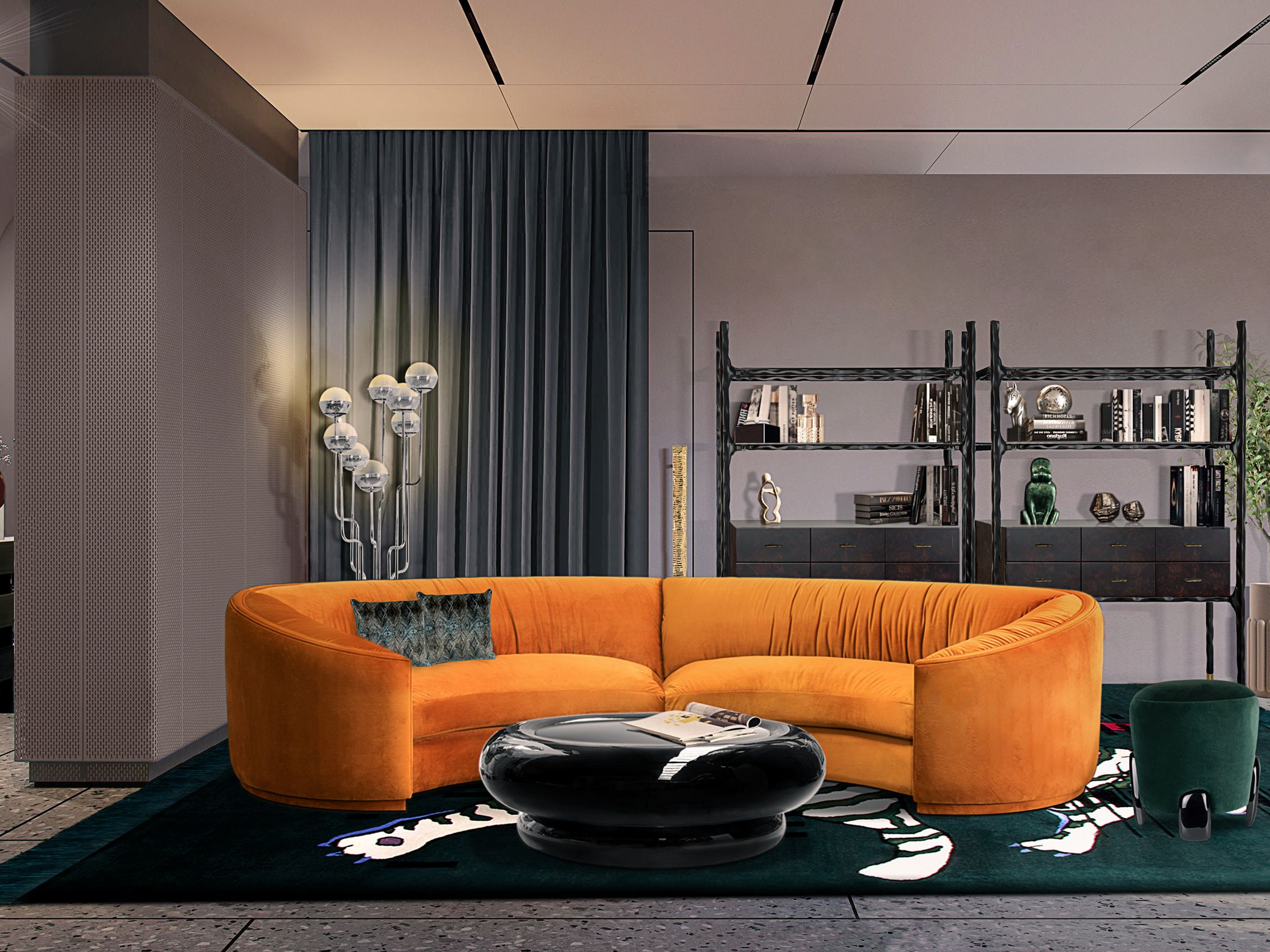 Modern and Eclectic Living Room with Spirit&nbsp;Rug by Rug'Society