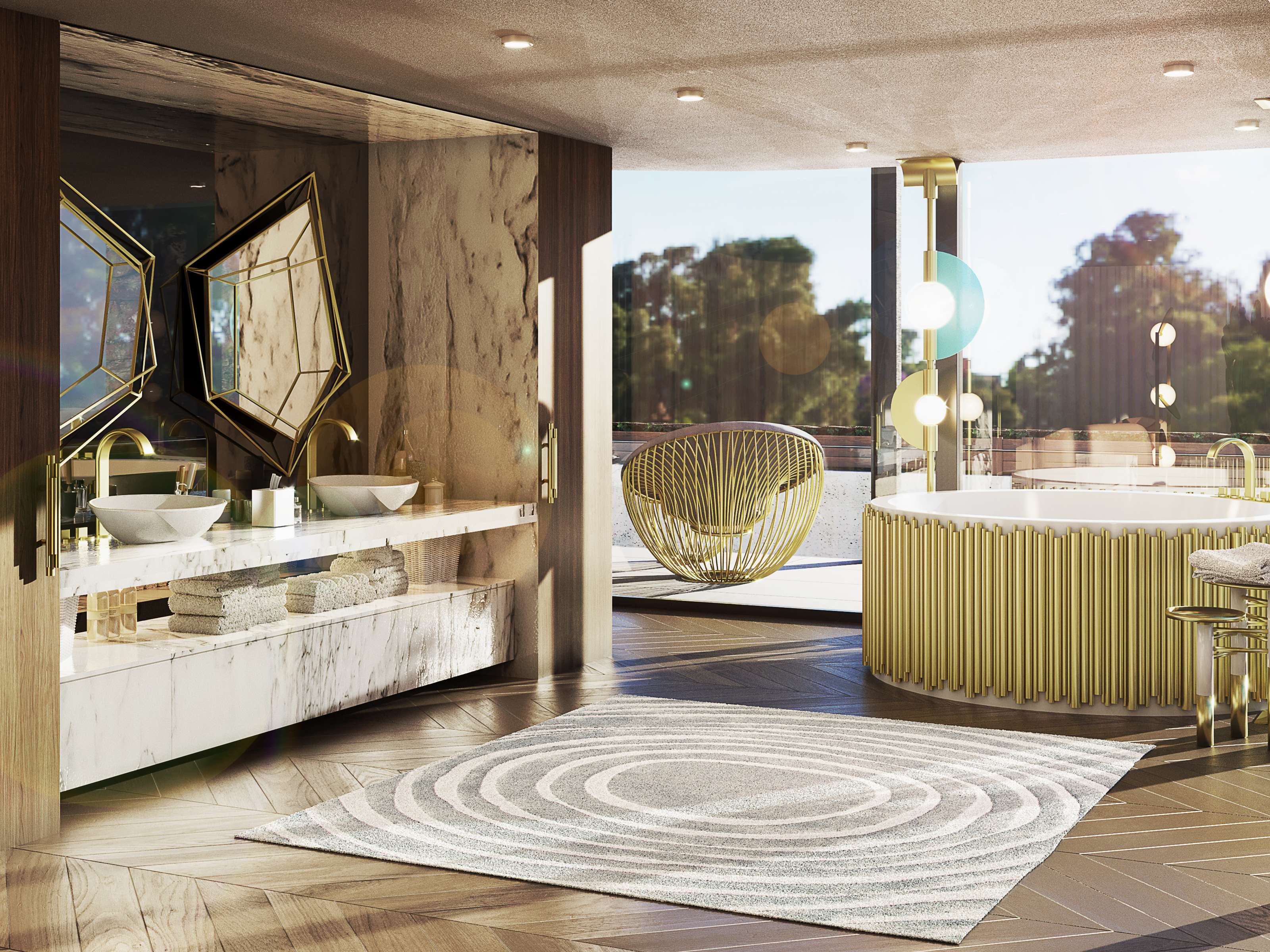 Modern Bathroom Interior Design with the Eye&nbsp;Rug by Rug'Society