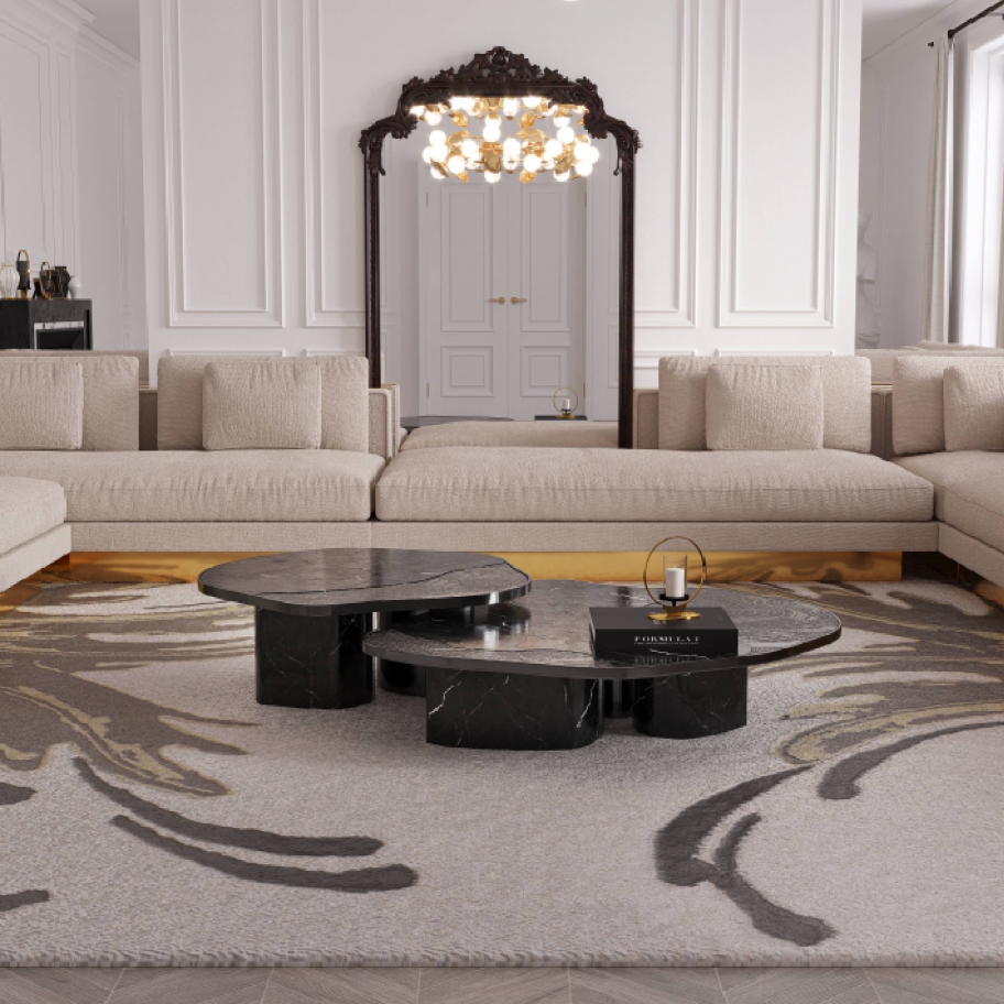 Modern Classic Neutral Tones Living Room With Neptuno&nbsp;Rug by Rug'Society