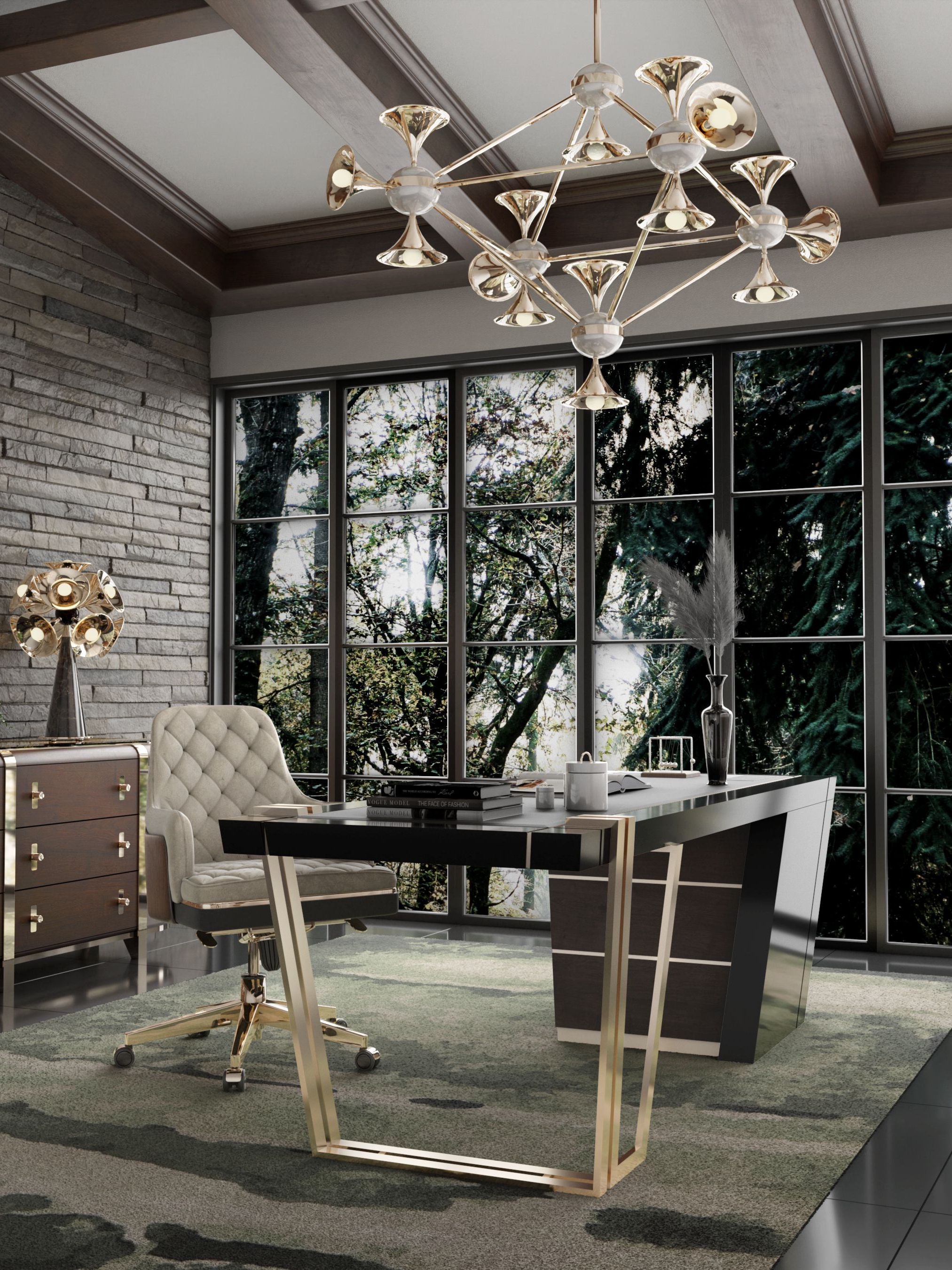 Modern Contemporary Home Office With Möos&nbsp;Rug by Rug'Society