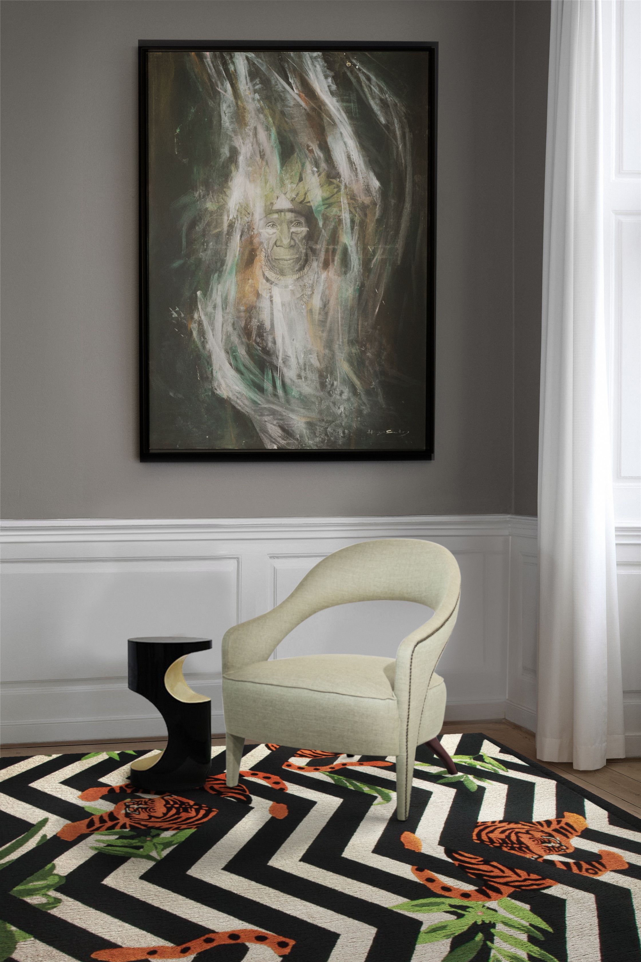 Modern Corner With Feline, The Luxury Contemporary&nbsp;Rug by Rug'Society