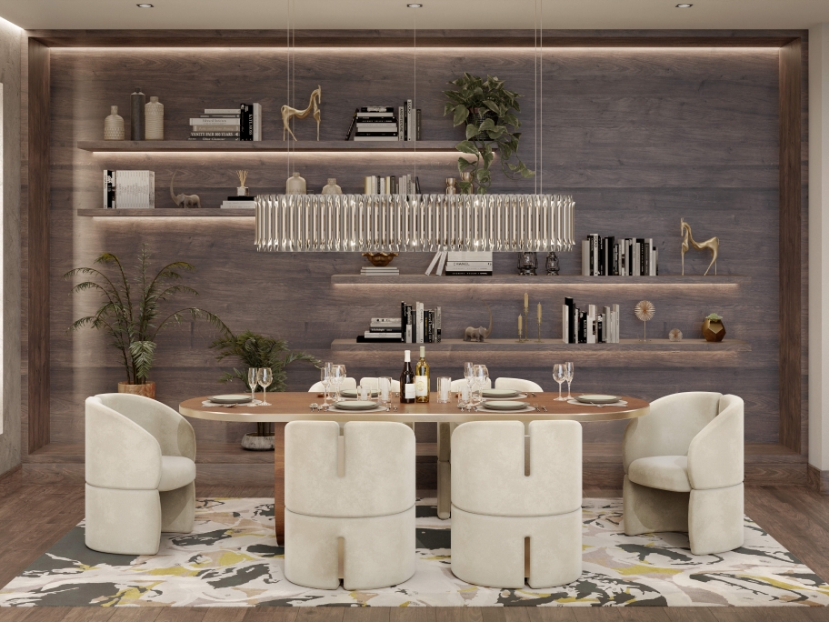 Modern Elegant Dining Room With Madeira Rug - Rug'Society
