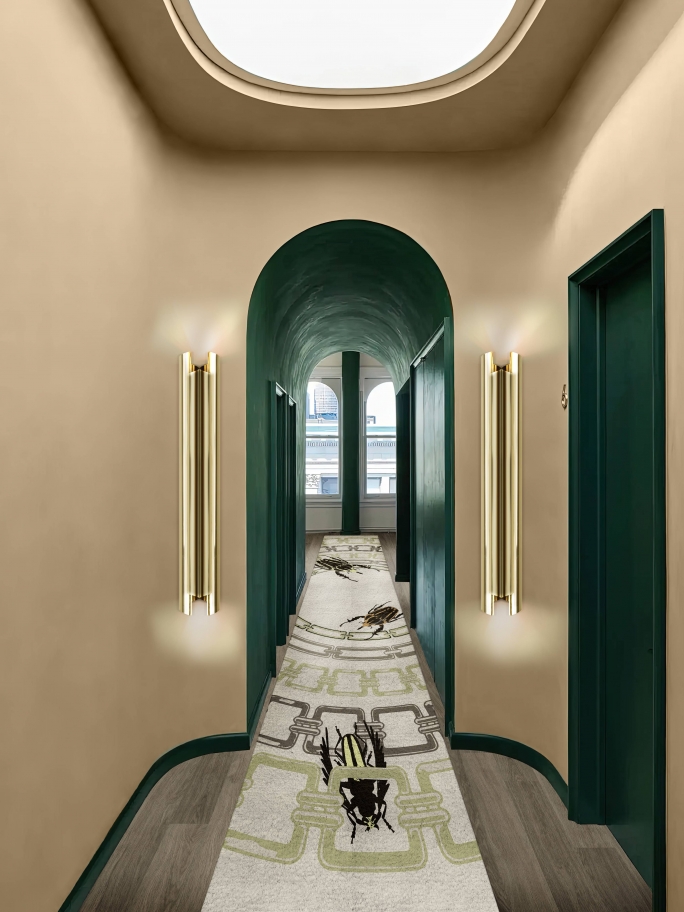 MODERN HALLWAY WITH GOLDEN BUGS II RUG - Rug'Society