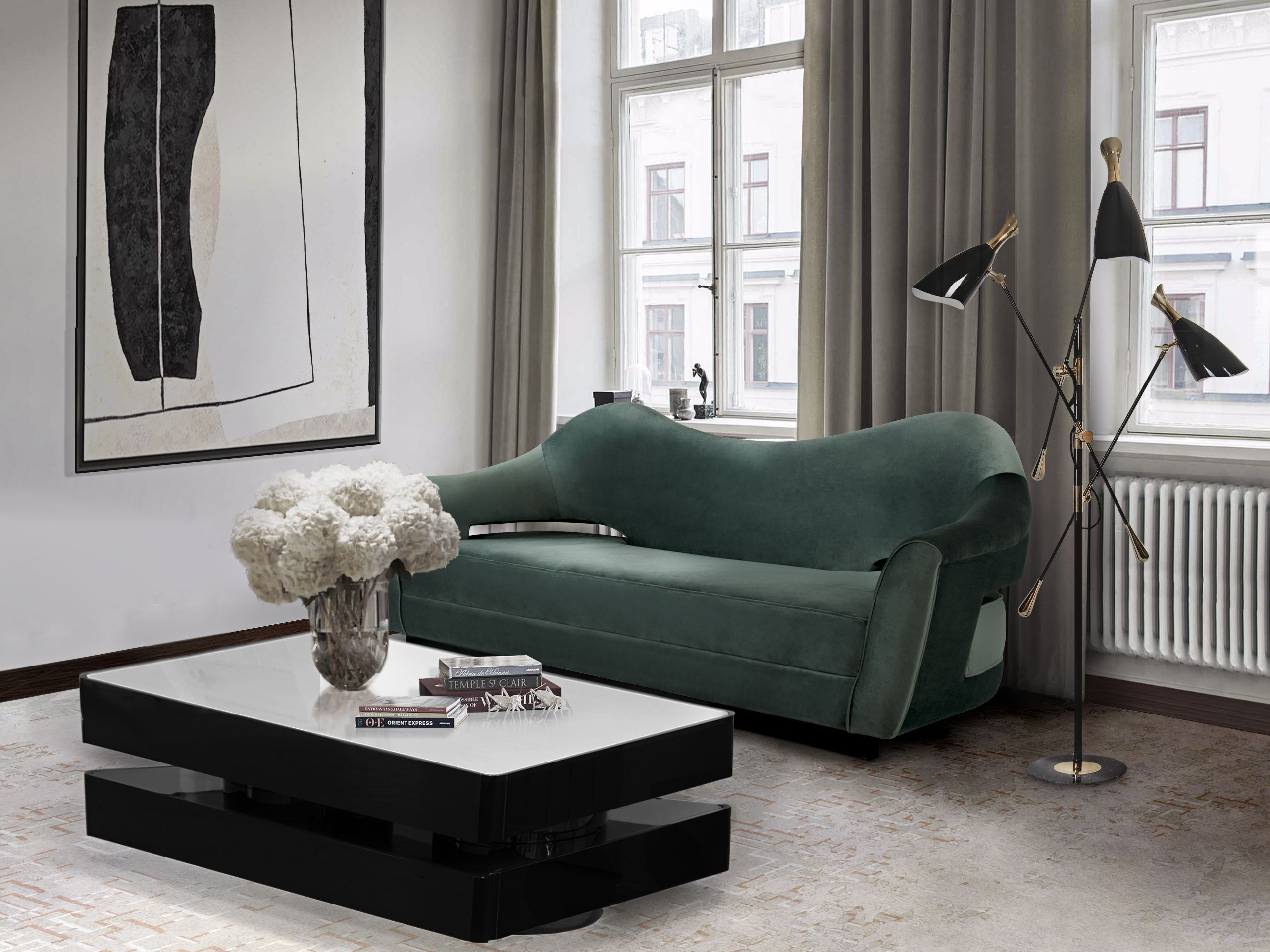 Modern Living Room Design with the Abstract Ruin&nbsp;Rug by Rug'Society