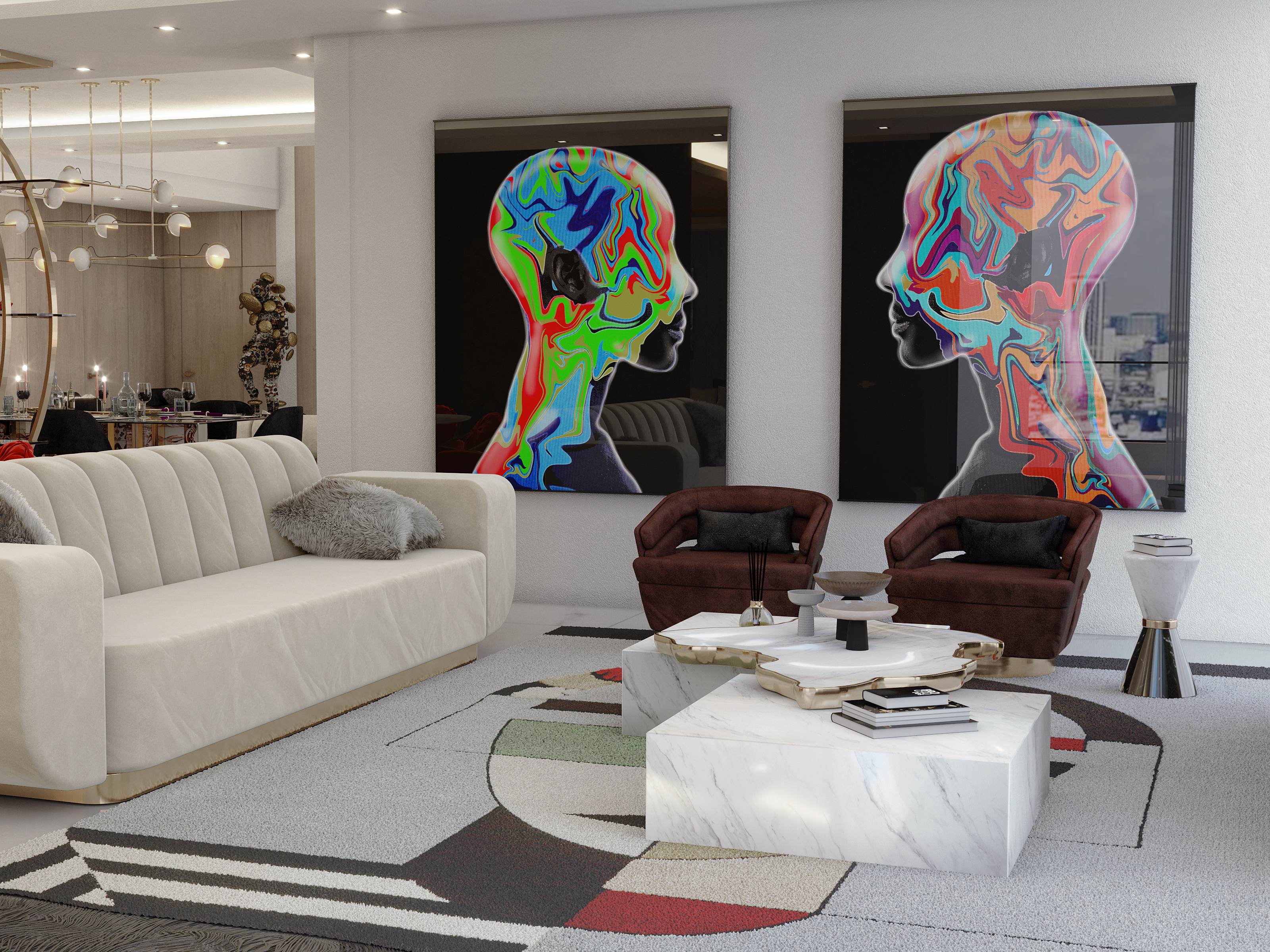 MODERN LIVING ROOM WITH THE UNIQUE MIRA&nbsp;RUG by Rug'Society