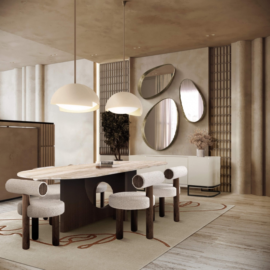 Neutral Elegant Dining Room With Taupe Rug - Rug'Society