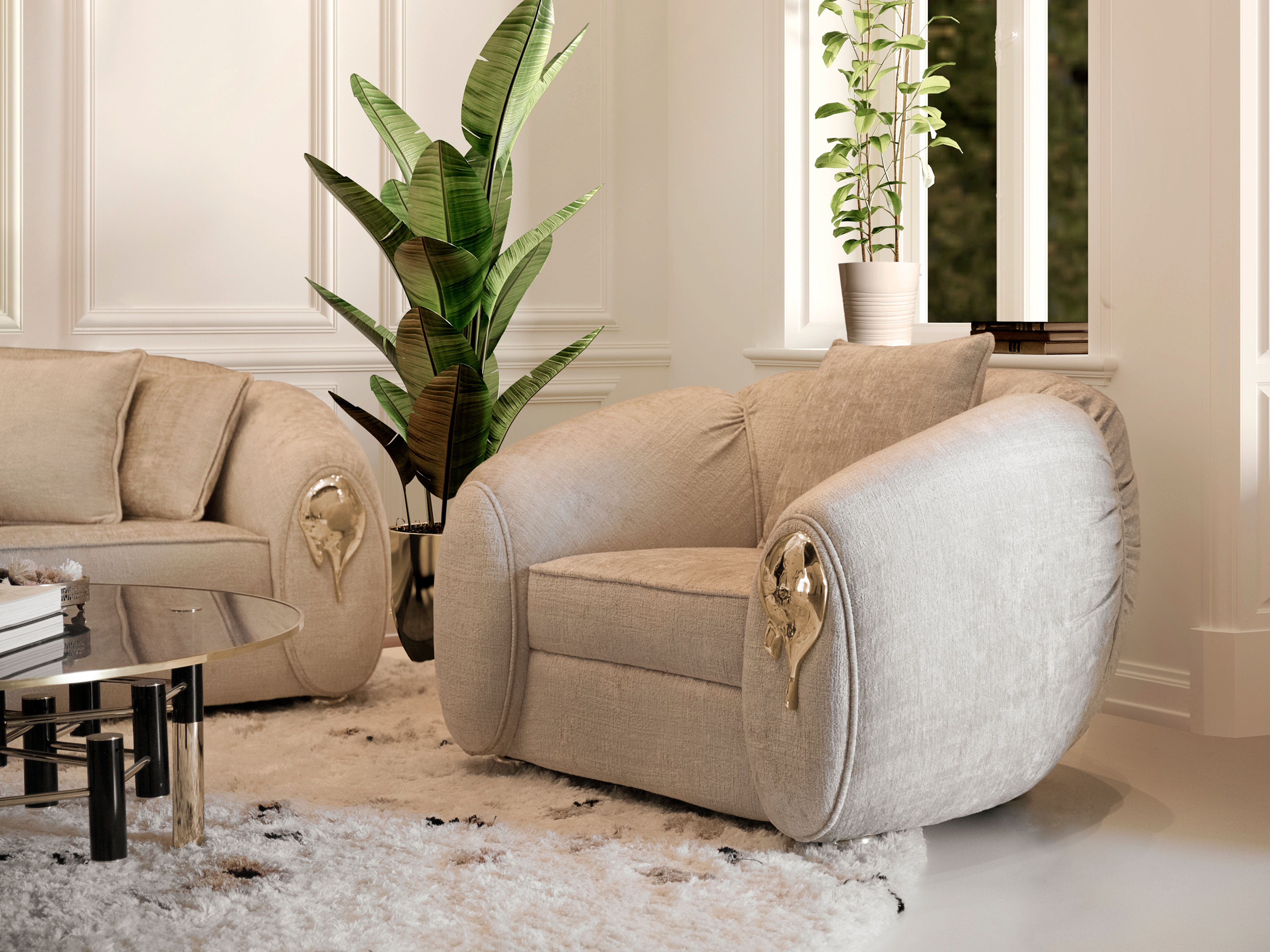 Neutral Living Room Ambiance with the Astonishing Oslo Shaggy&nbsp;Rug by Rug'Society