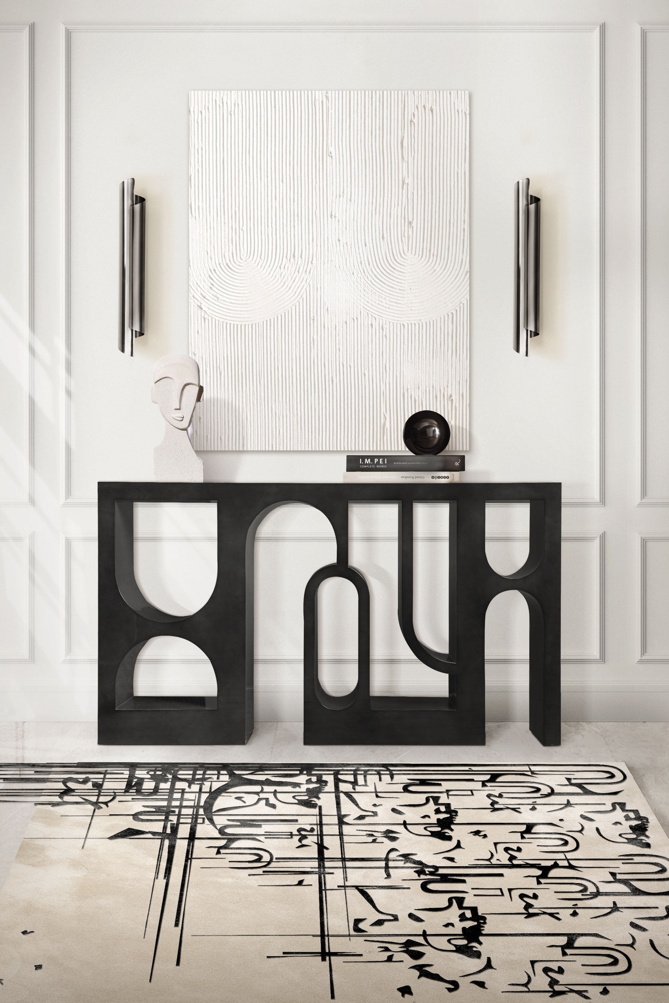 Rug'Society Modern Hallway with BLACK INK&nbsp;Rug by Rug'Society