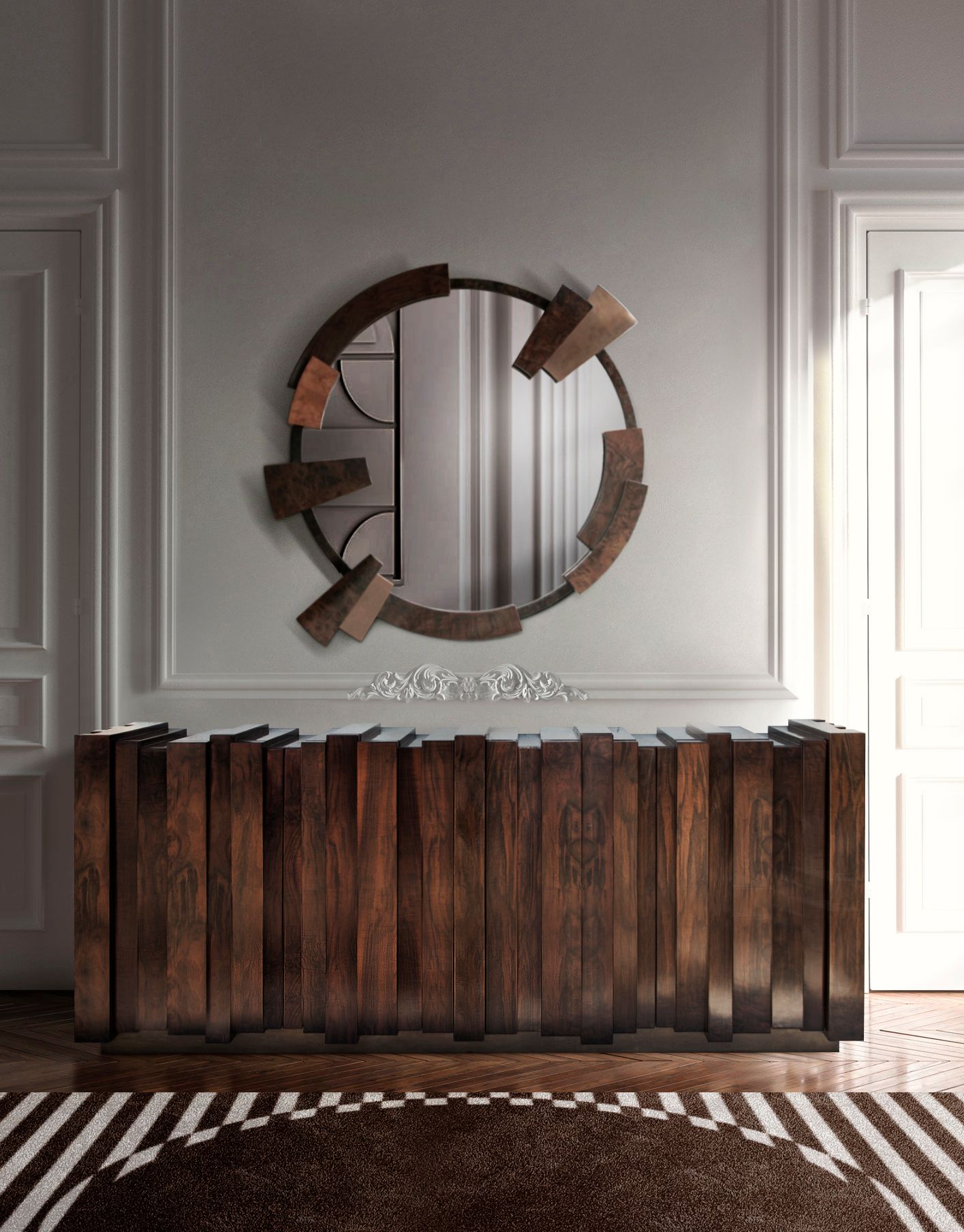Rustic Hallway With Ocli&nbsp;Rug by Rug'Society