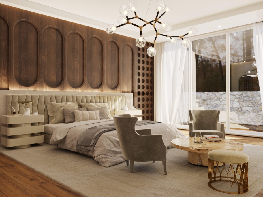 Serene Modern Master Suite With White Garden&nbsp;Rug by Rug'Society