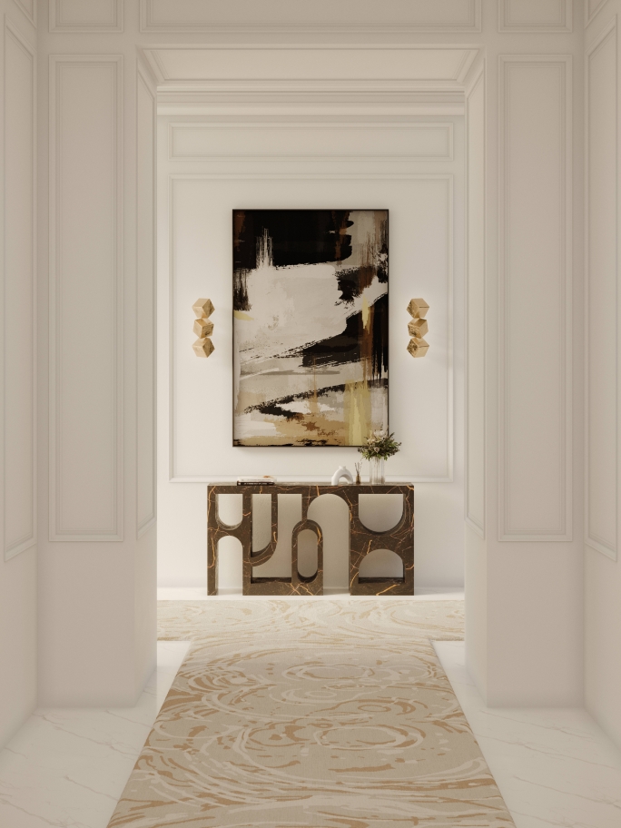 Serene Sophisticated Hallway Design With Merfilus II Rug - Rug'Society