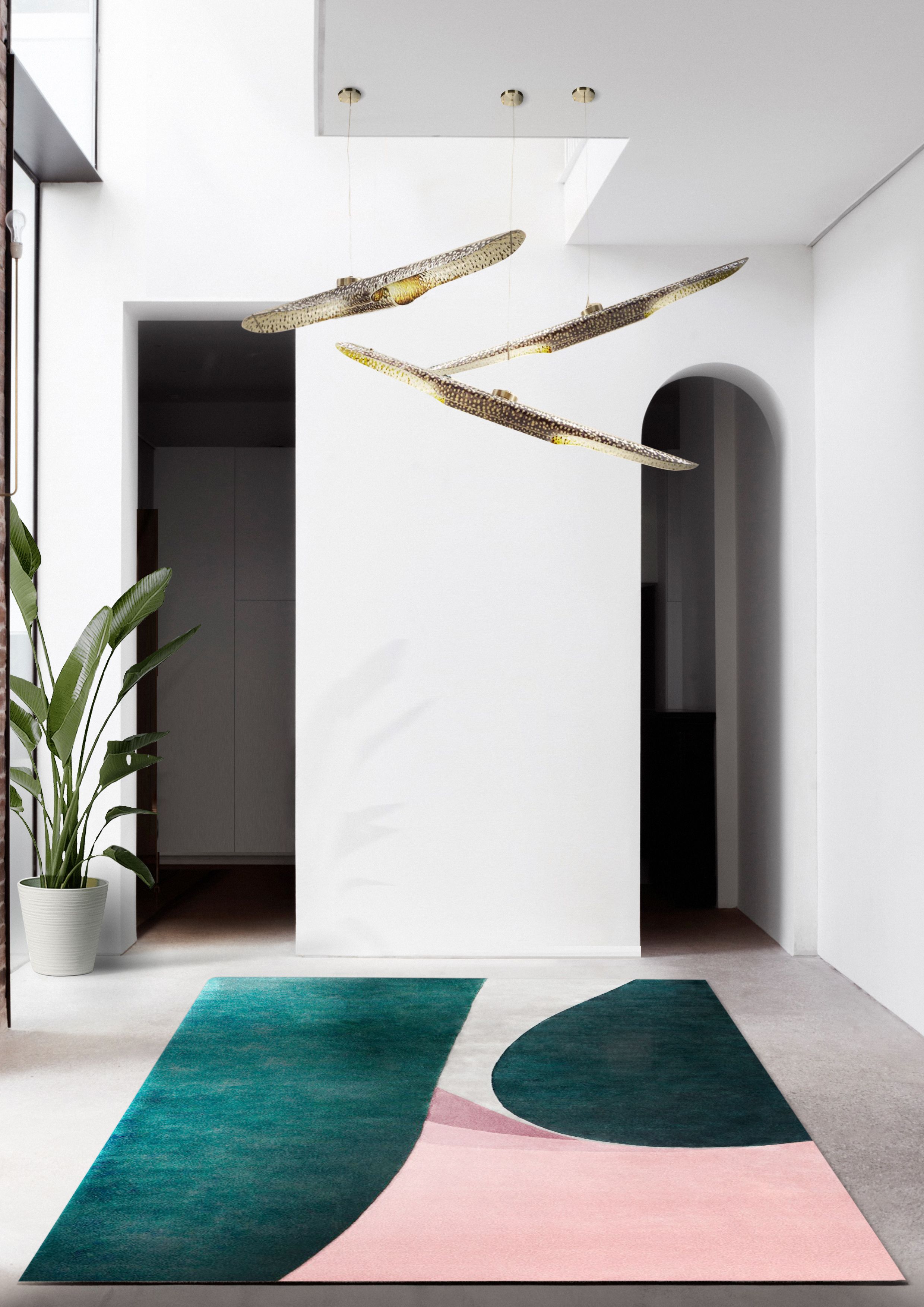 Simple Hallway Design With Foil Modern&nbsp;Rug by Rug'Society