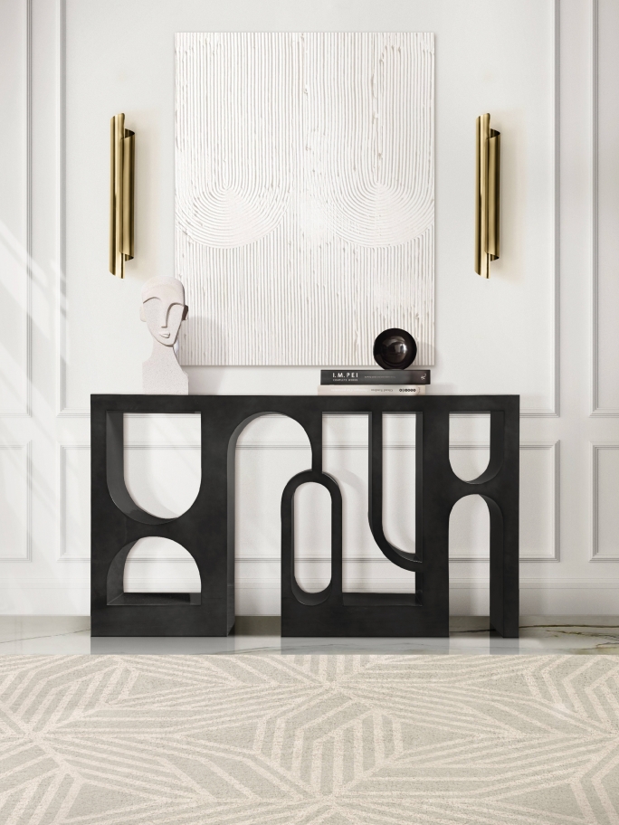 Sophisticated Minimal Hallway Design With Cauca Rug - Rug'Society