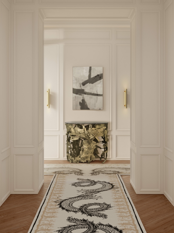Sophisticated Neutral Tones Hallway With Redleh II Rug - Rug'Society