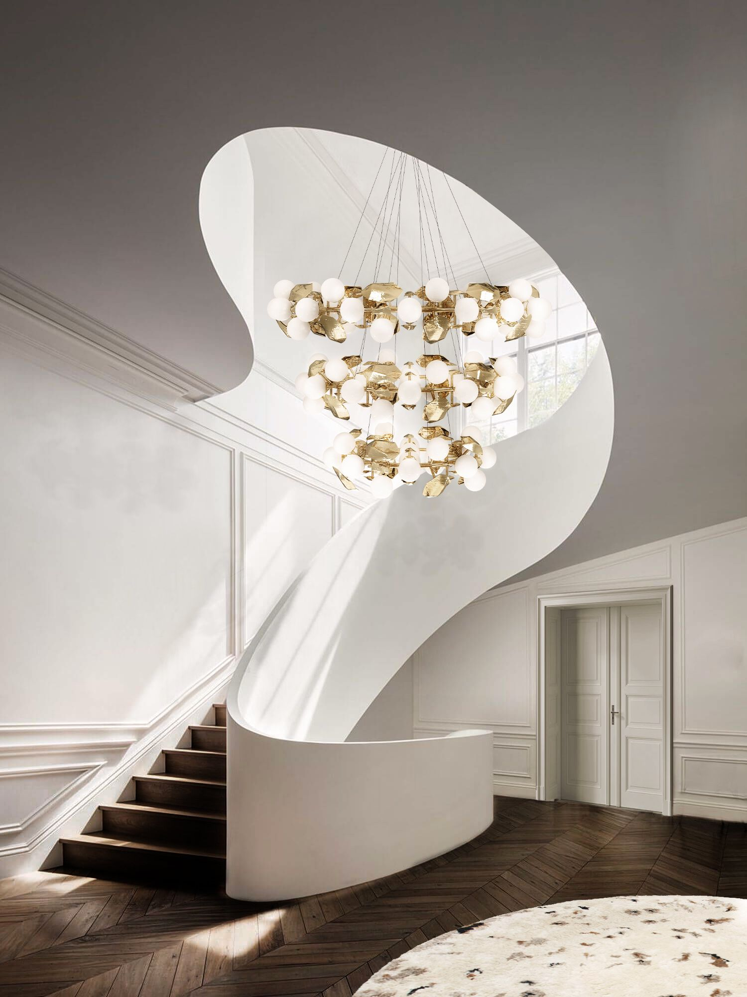 Unique and White Entryway Design with the Oslo&nbsp;Rug by Rug'Society