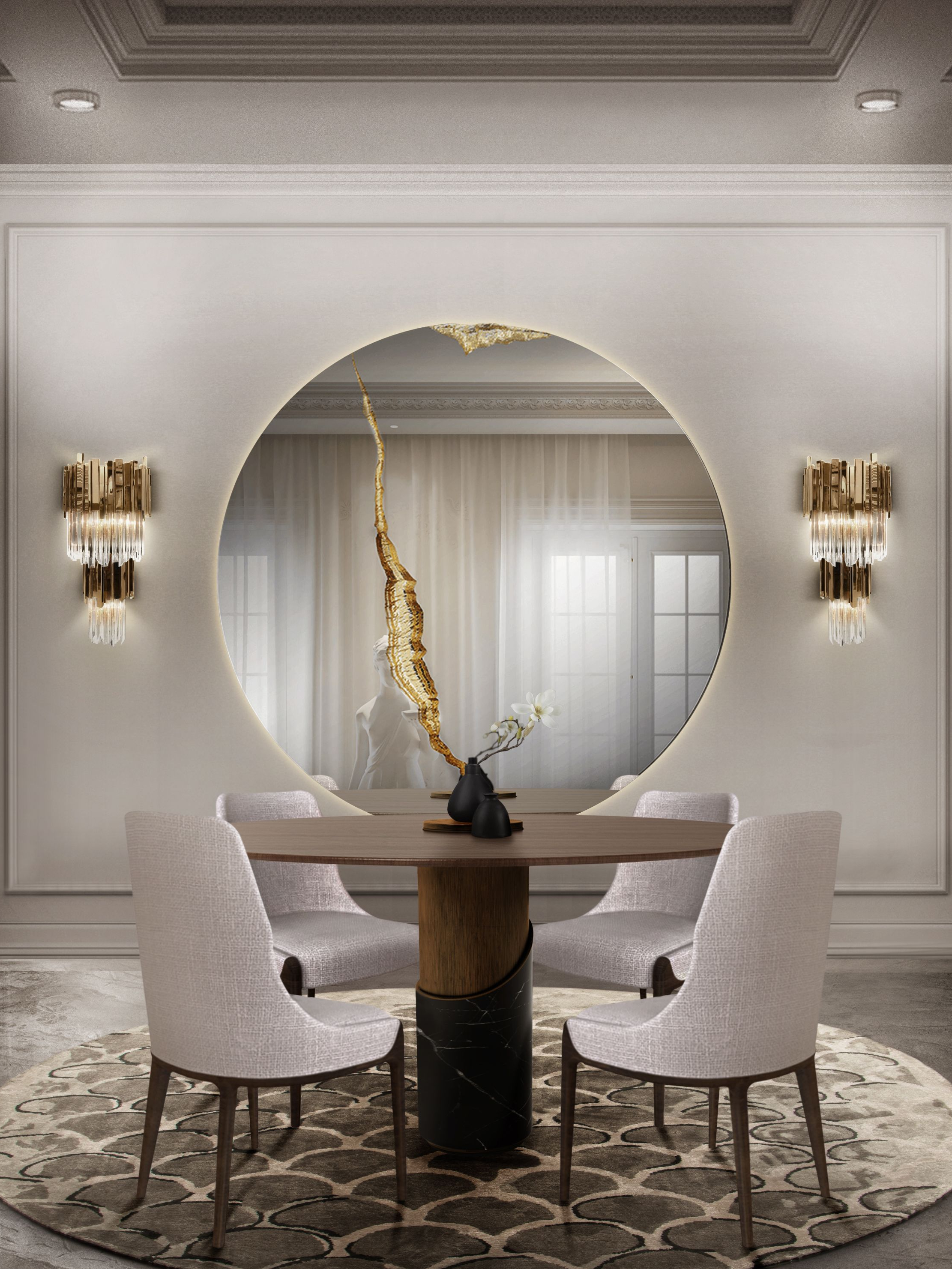 Unique Dining Room with the Neutral Koi 2&nbsp;Rug by Rug'Society