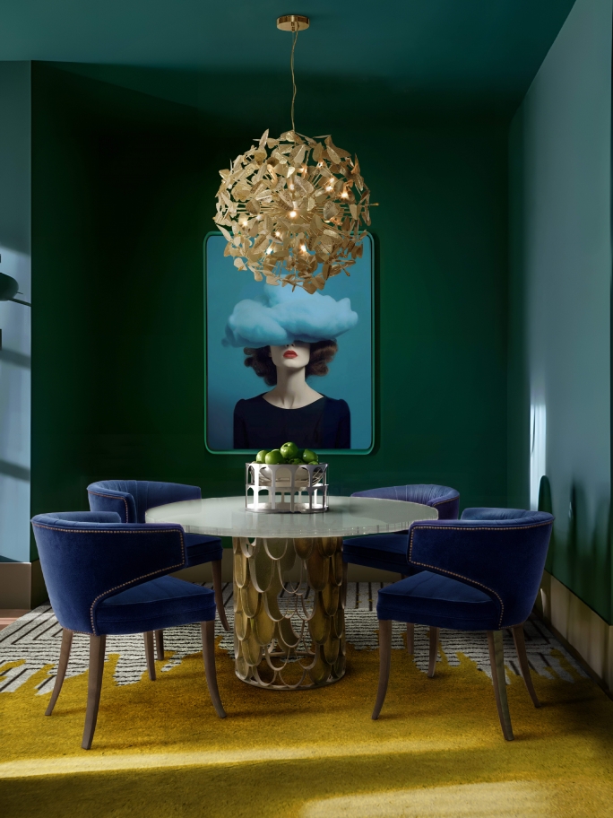 Vibrant Contemporary Dining Room With Valencia&nbsp;Rug by Rug'Society