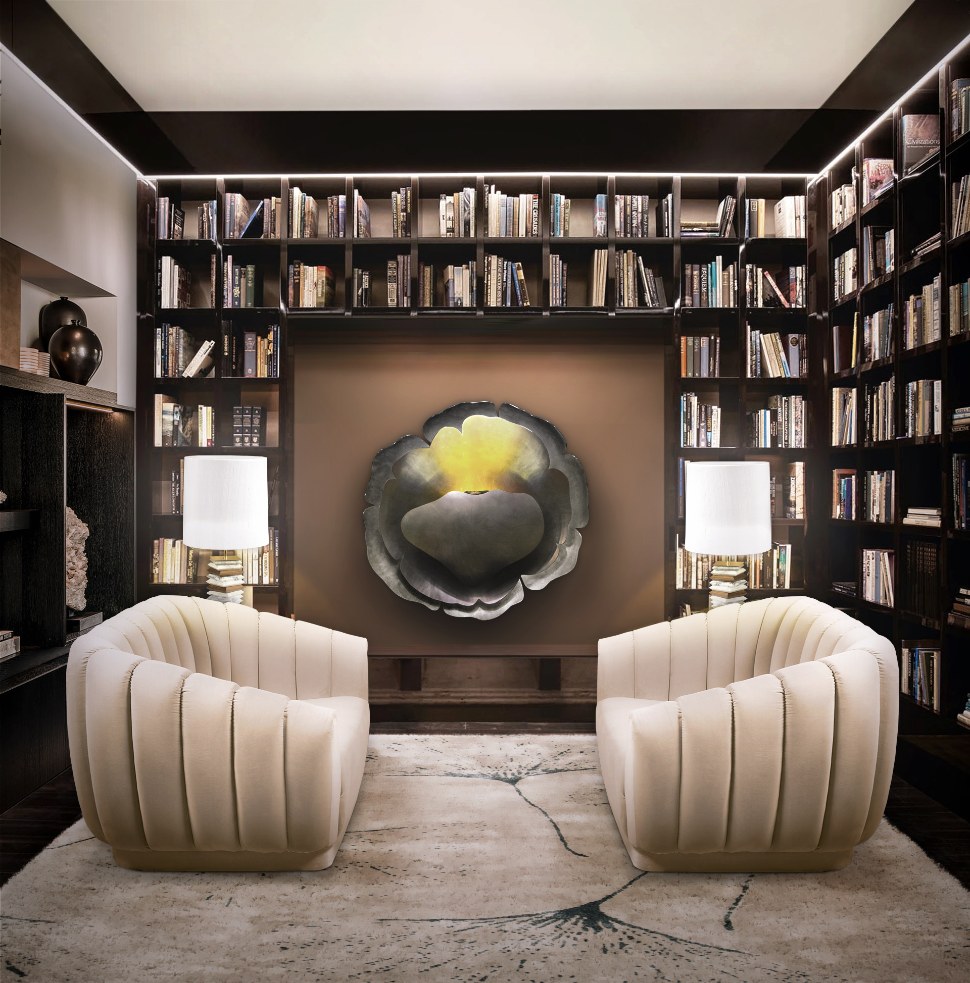 Modern contemporary home office with Macushi Rug