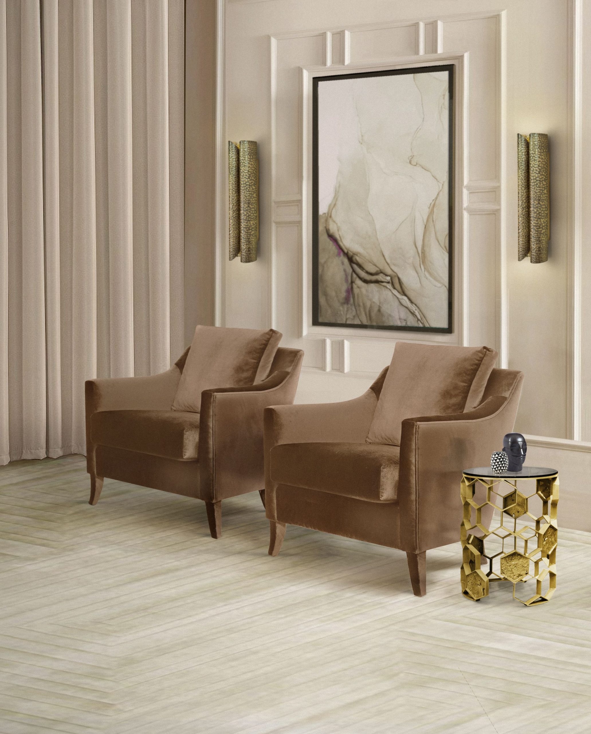 NEUTRAL LIVING ROOM WITH WHITE GARDEN RUG