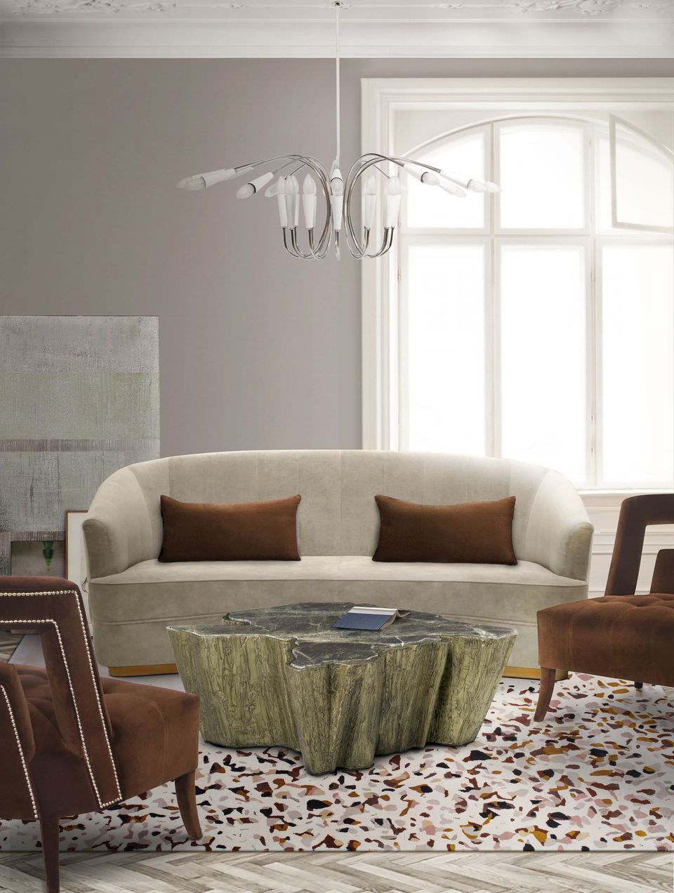 TERRAZZO COLORFUL RUG LIVING ROOM