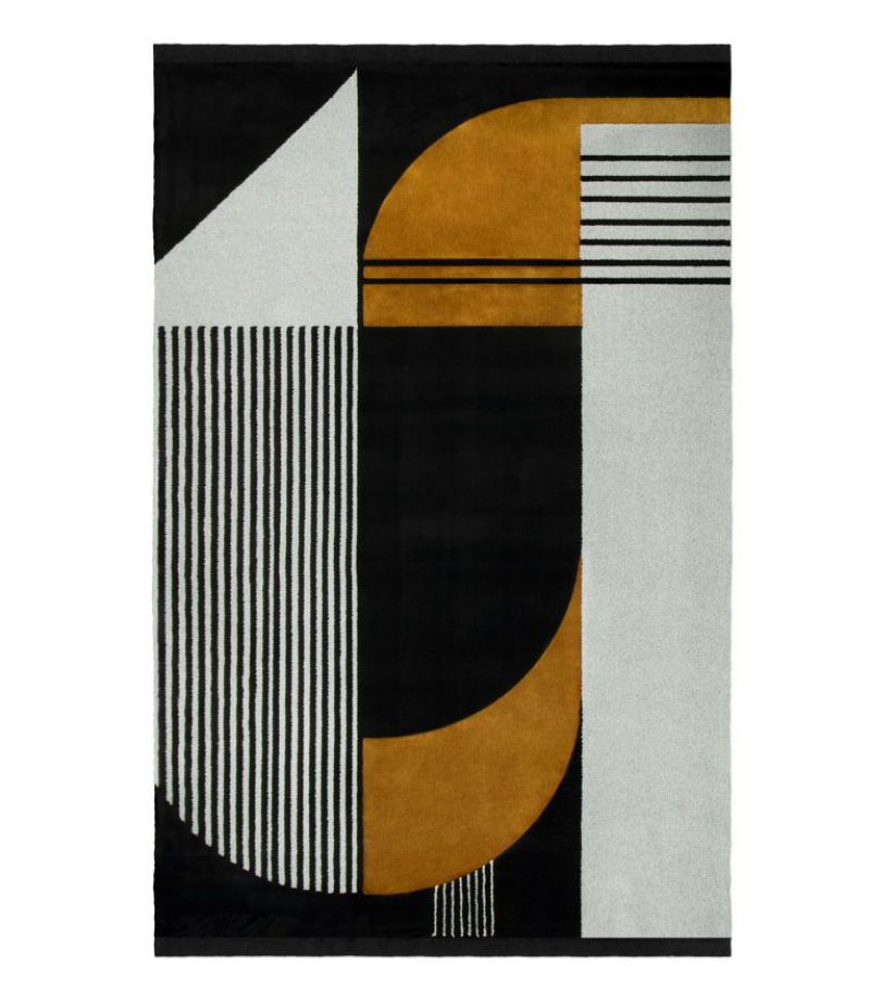 Modern contemporary geometric Antelope Rug, in black, brown and white colors