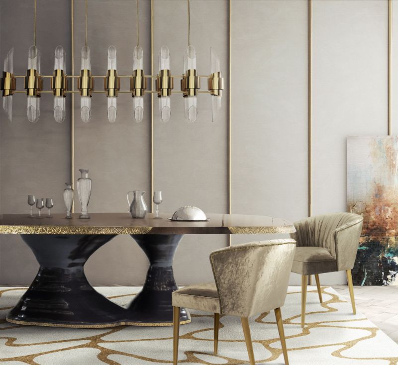 10 Spicy Rugs for this holiday season,  dining room, Gold and white color rug, cell pattern, modern rug