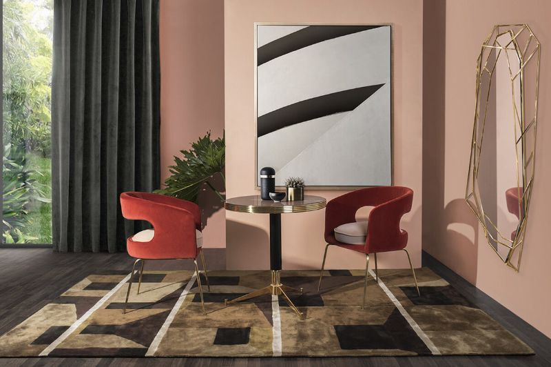 10 Spicy Rugs for this holiday season, Living room, Brown and black color, huge rug, rectangle rug, fall lifestyle, Autumn decoration, geometrical pattern,