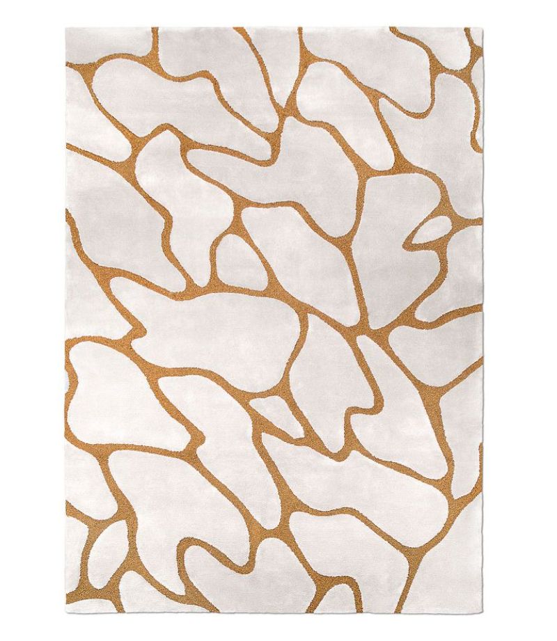 10 Spicy Rugs for this holiday season, Gold and white color rug, cell pattern, modern rug