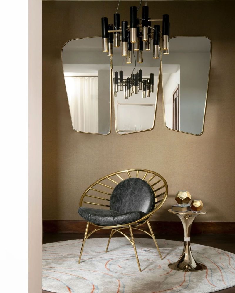 Rug's Inspirations For a Fantastic Home Interior Design reading corner with a gold and white round rug