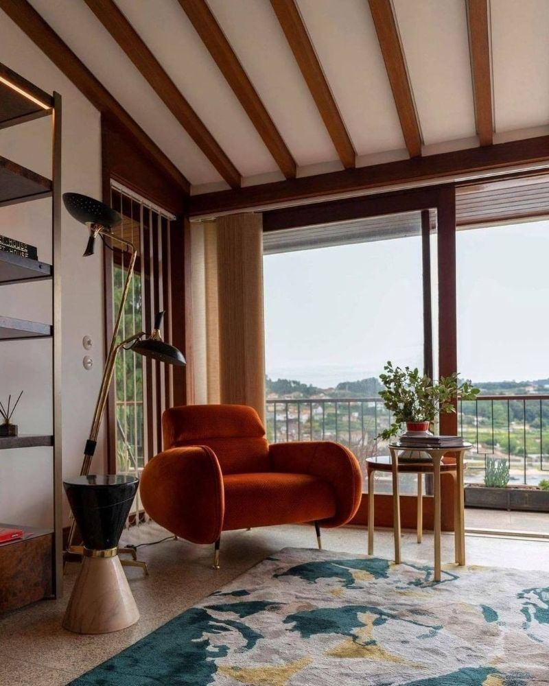 Rug's Inspirations For a Fantastic Home Interior Design reading corner with madeira rug in blue, yellow and gray